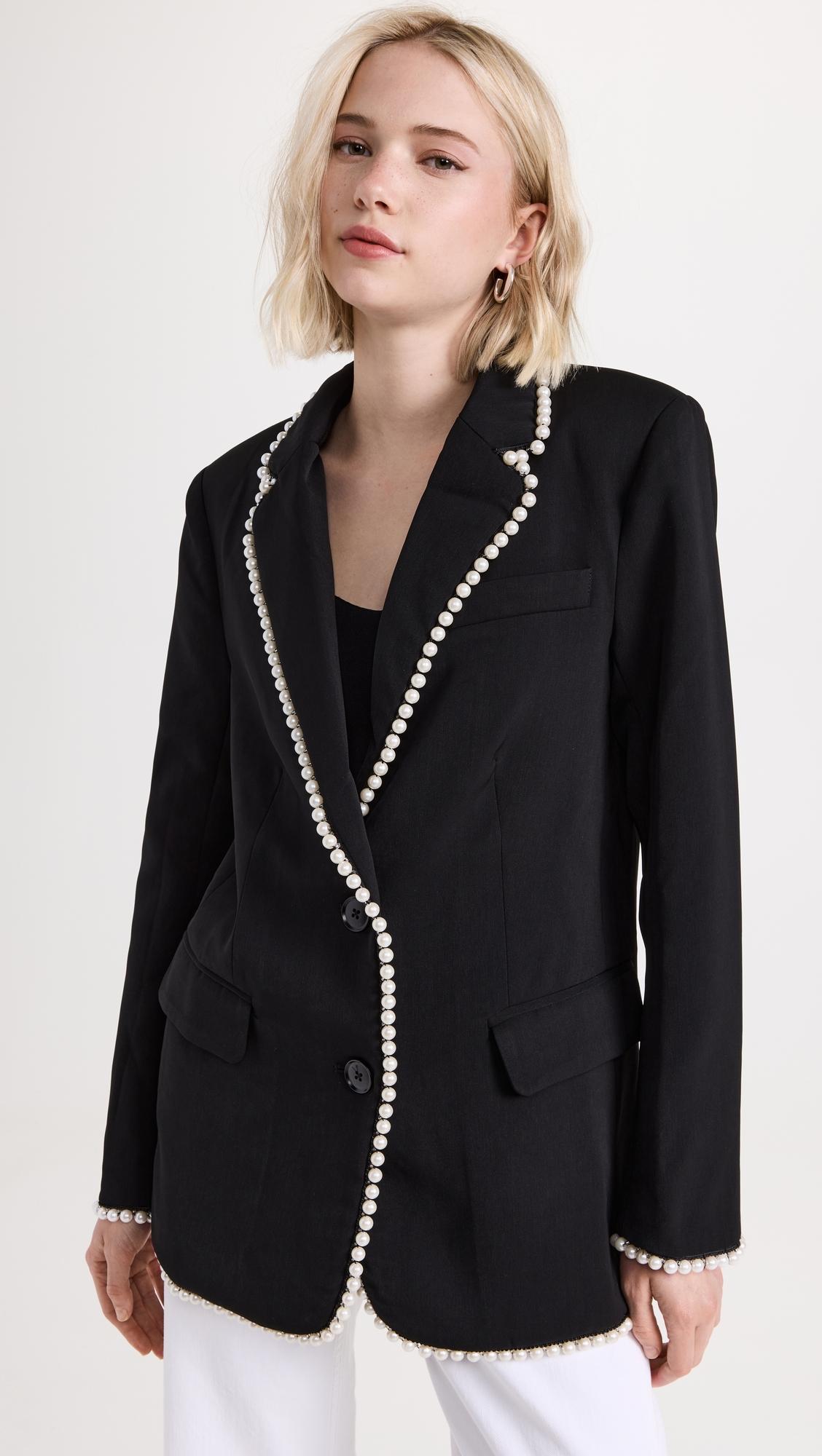 Endless Rose Blazer With Pearls in Black