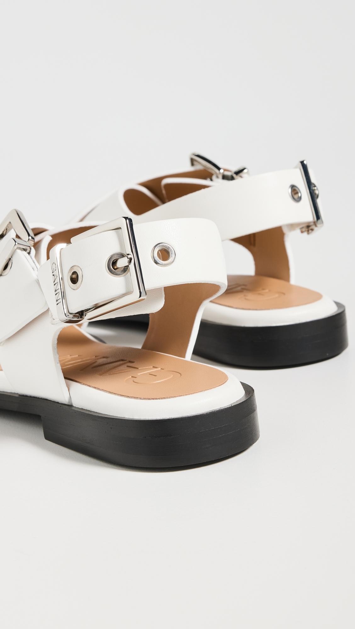 Ganni Buckle Cross Strap Sandals in Black | Lyst Canada