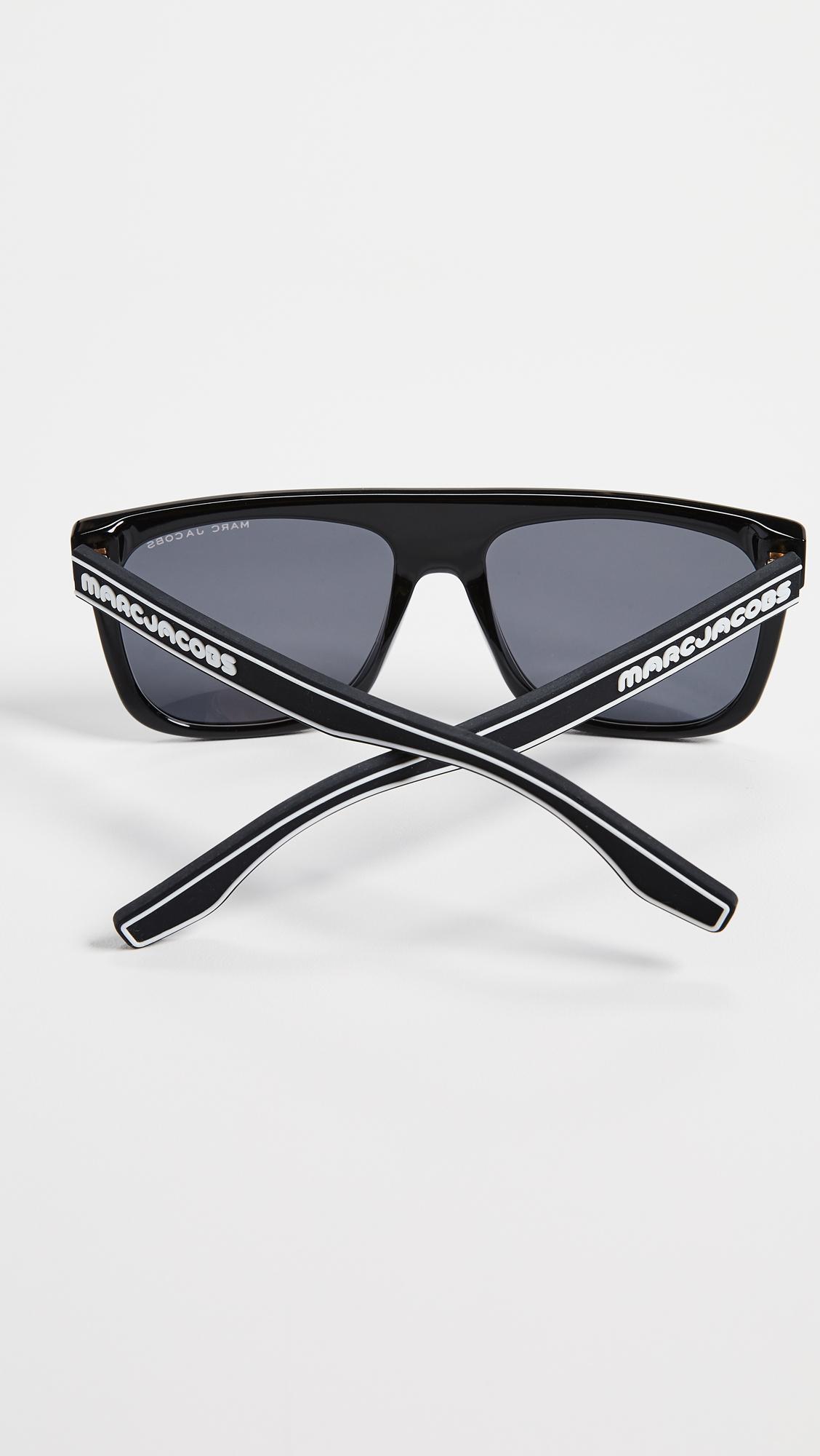 Marc Jacobs Rubber Sport Flat Top Sunglasses in Black | Lyst