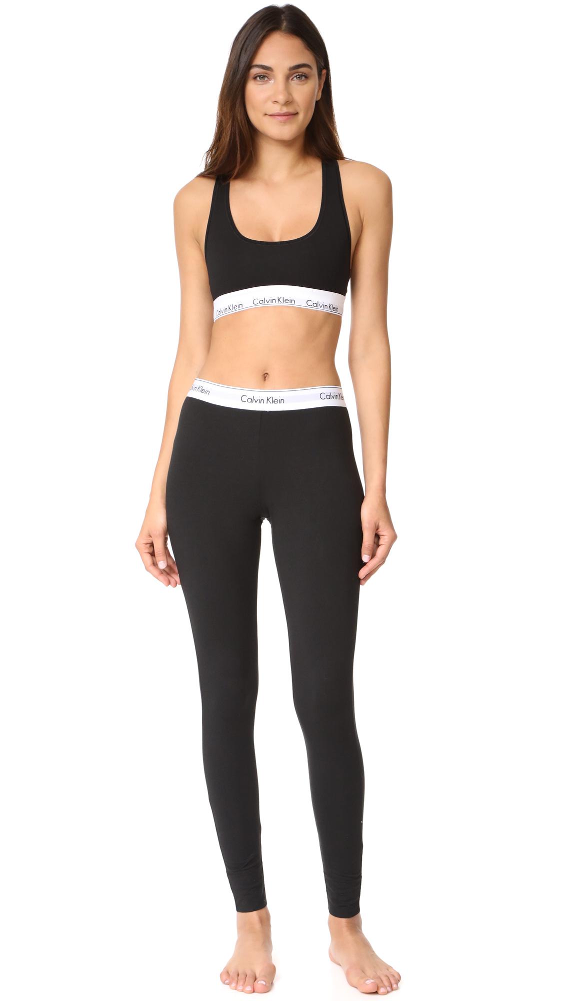 Calvin Klein Modern Cotton Bralette And Leggings Set In Black Lyst