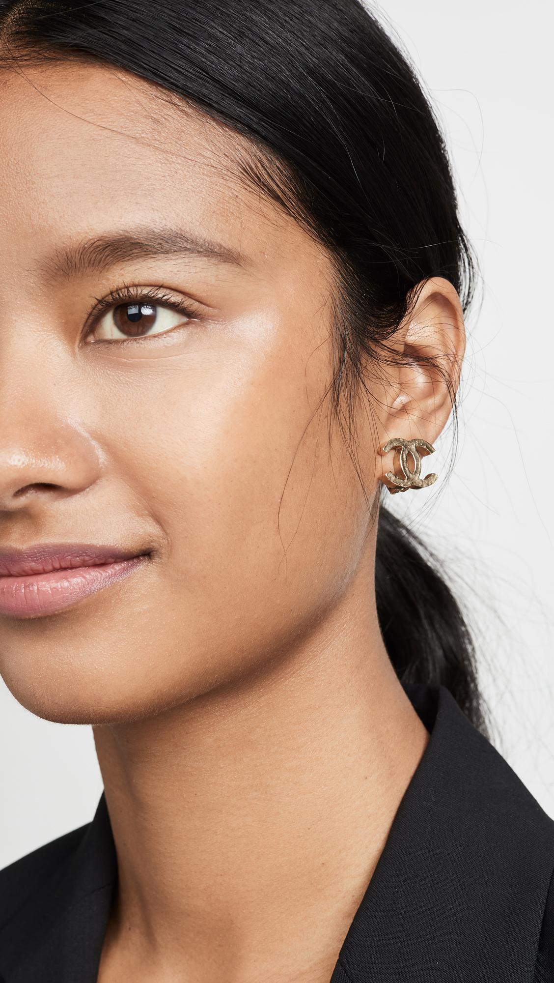 What Goes Around Comes Around Chanel Cc Earrings in Metallic | Lyst