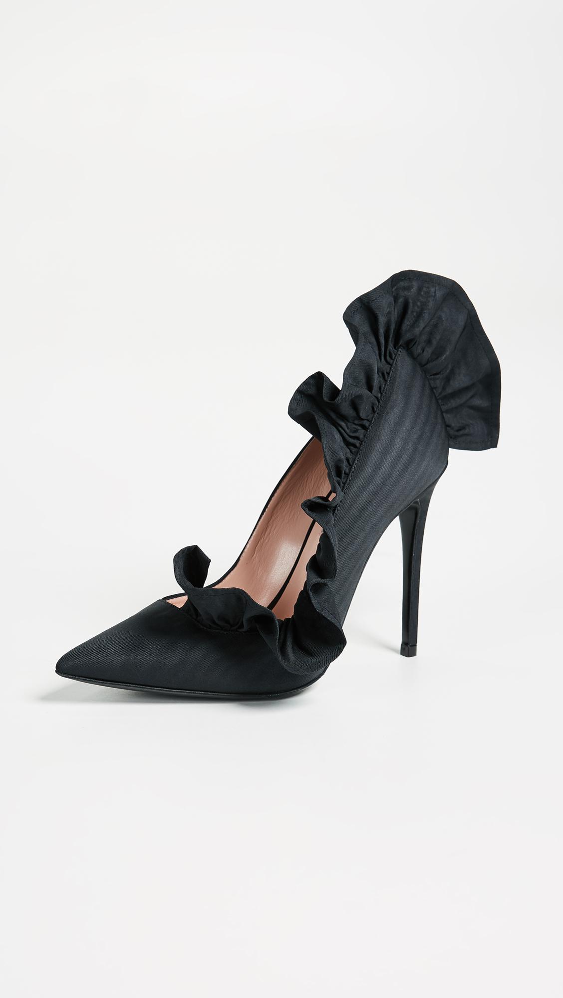 MSGM Leather Ruffle Pumps in Black - Lyst