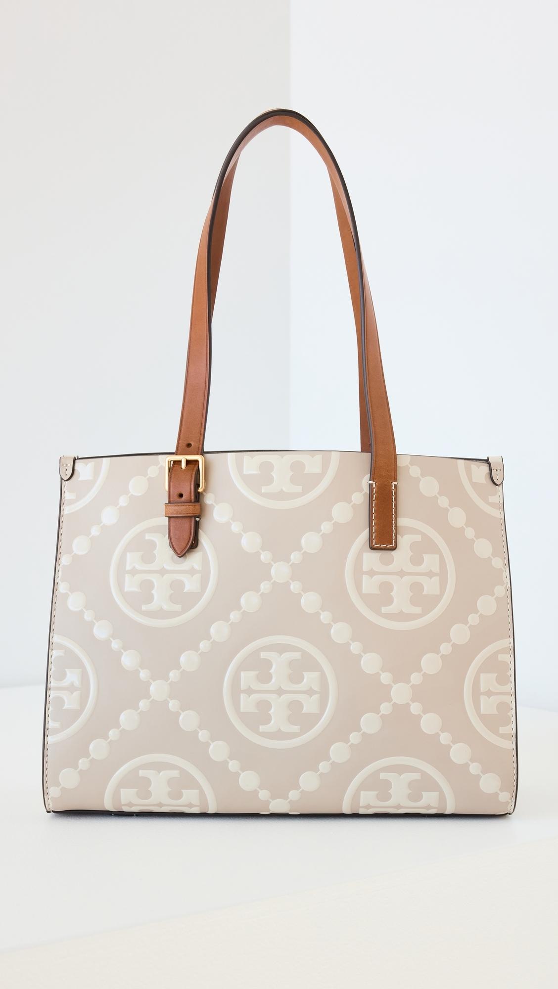 Tory Burch T Monogram Contrast Embossed Small Tote in