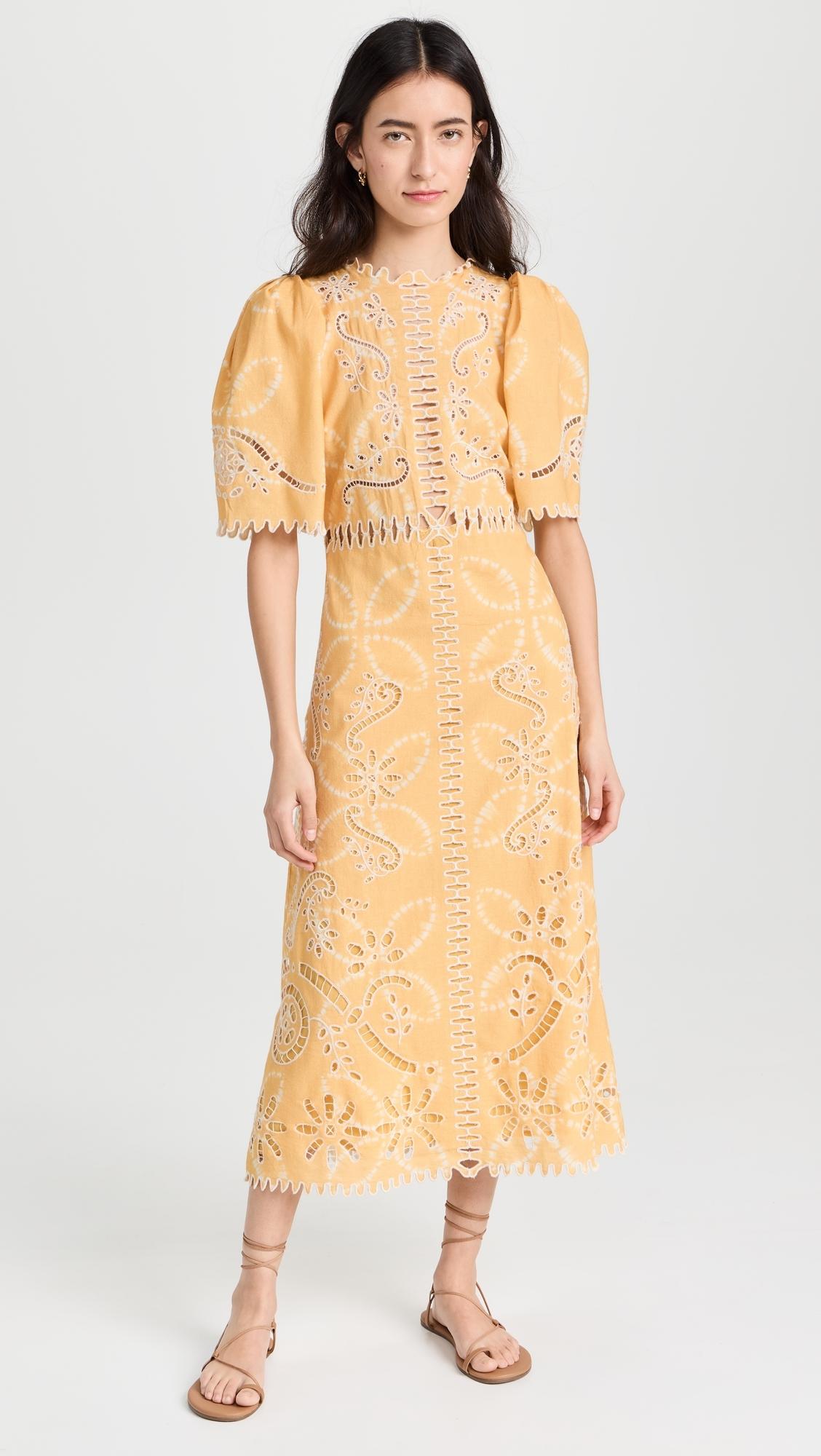 Sea Liat Embroidery Short Sleeve Dress in Yellow | Lyst Sea Liat Embroidery Short Sleeve Dress in Yellow | Lyst