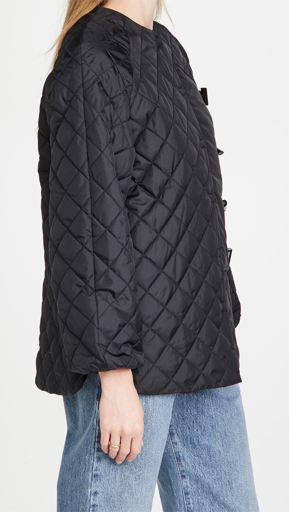 Ganni Recycled Ripstop Quilt Coat in Black | Lyst