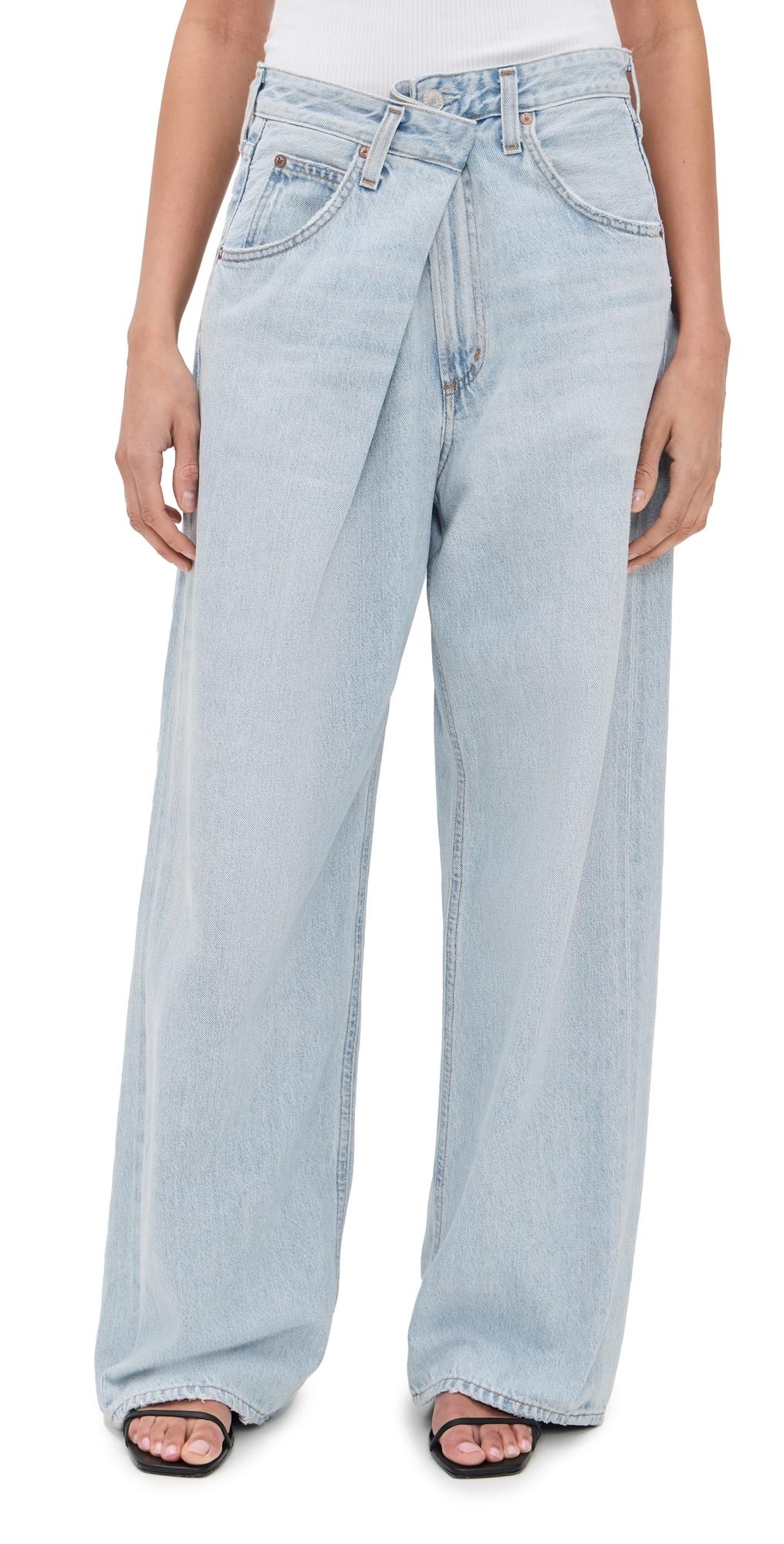 ボトムスその他 AGOLDE Wide blue Vana Fold jeans with washed effect Vana low-rise wide-leg jeans in blue - Agolde | Mytheresa