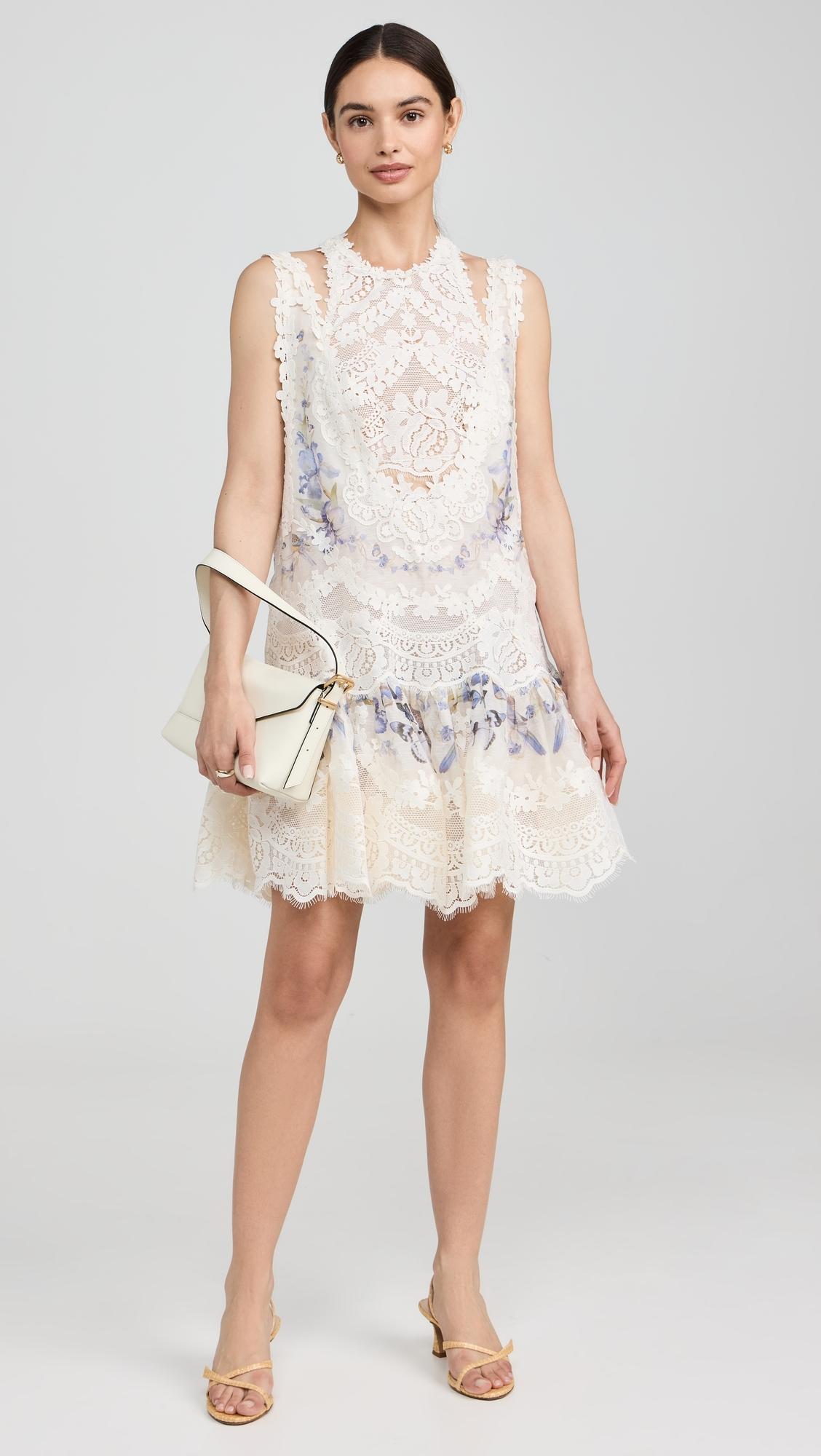 Zimmermann Natura Lace Patch Mini Dress in Natural | Lyst Zimmermann Natura Lace Patch Mini Dress in Natural | Lyst