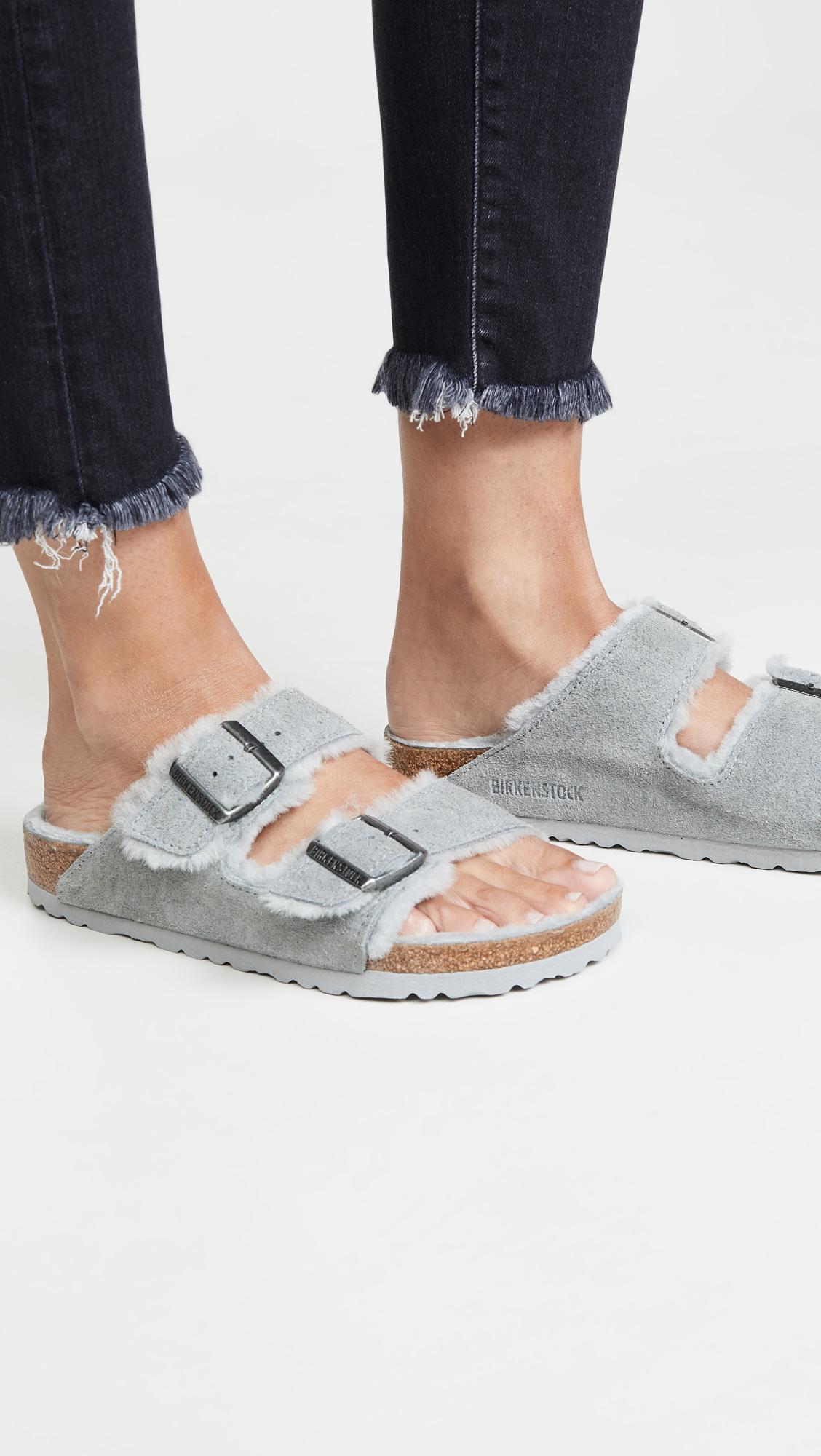 gray shearling birkenstock