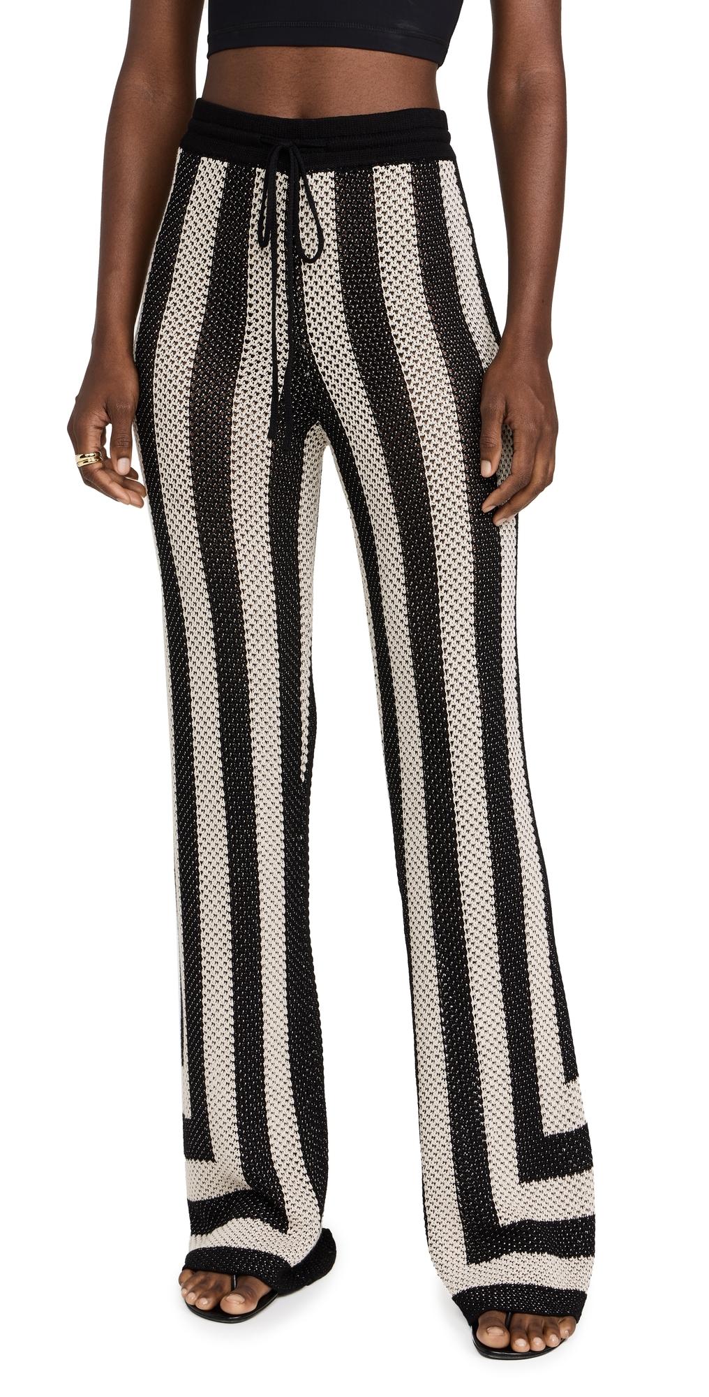 【WONDER WONDER】Puka Stripe Banding Wide Pants Puka Stripe Banded Wide Pants - WONDER WONDER | 60% - Asian
