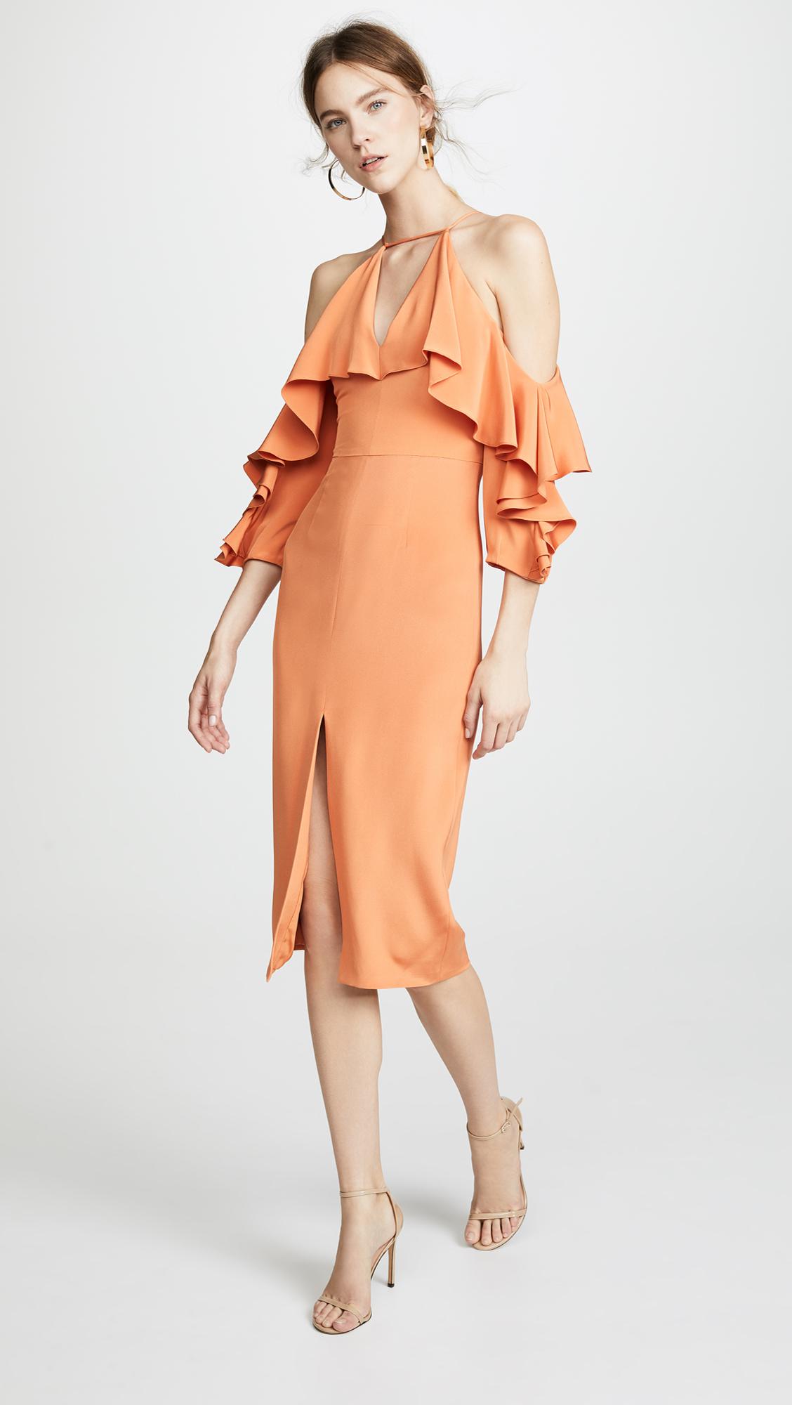 halter neck cold shoulder dress