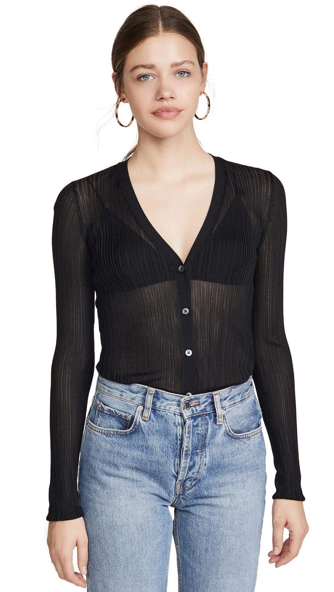 Theory Pointelle Cardigan in Black - Lyst