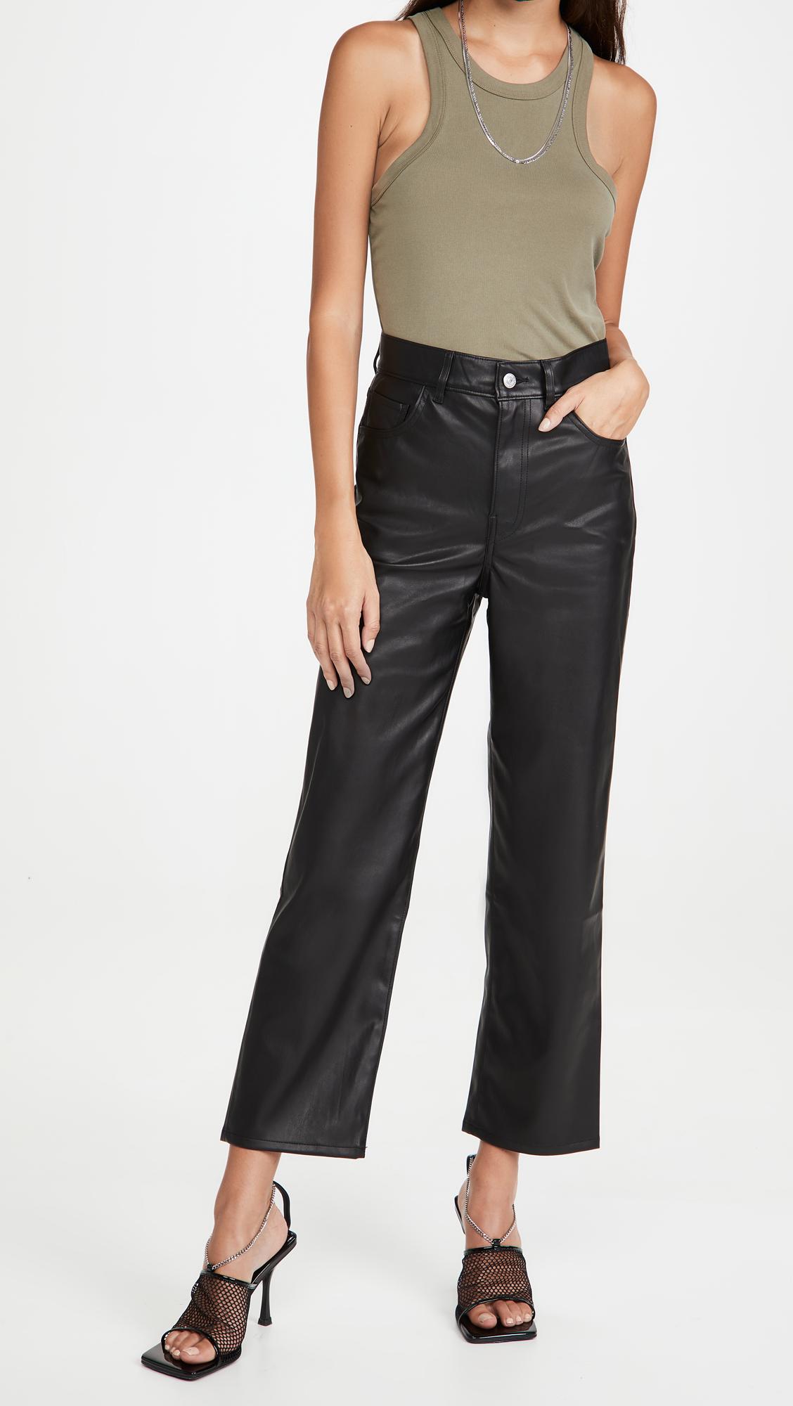 Faux Leather Rib Cage Straight Pants 