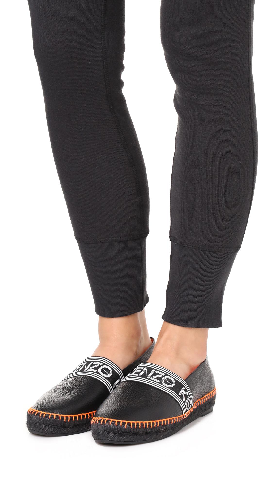 kenzo black leather espadrilles