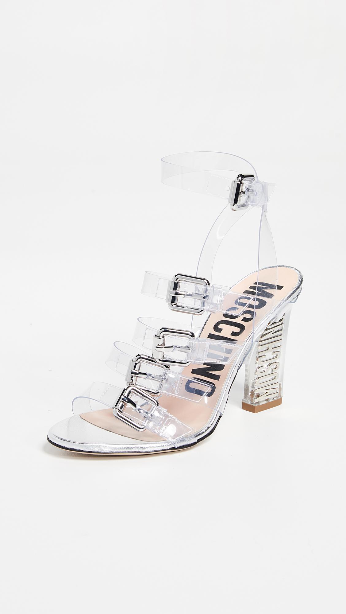 lucite heel sandals