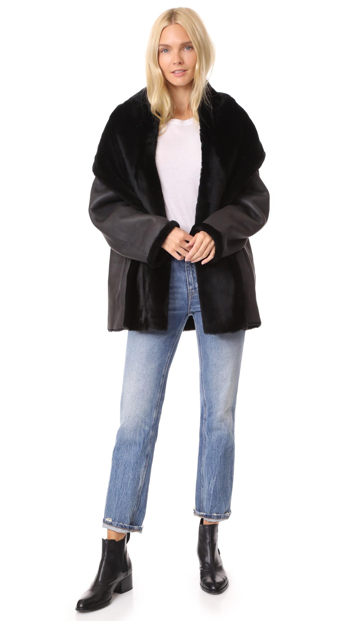 shawl shearling coat