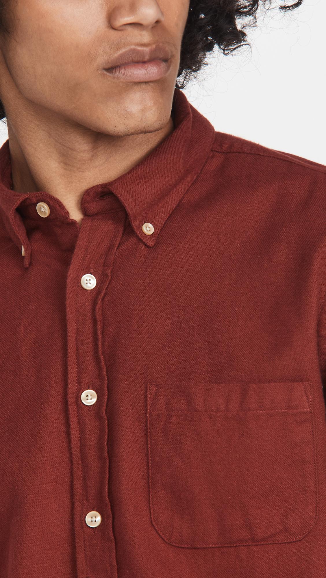 Portuguese Flannel Teca Brushed Flannel Button Down Shirt in Red for Men |  Lyst