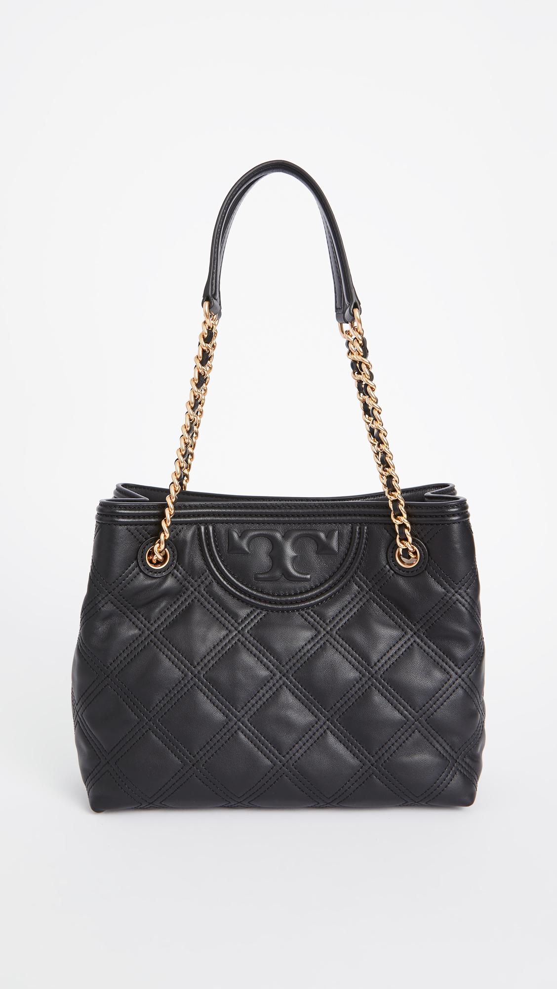 Tory Burch Leather Fleming Soft Small Tote in Black - Lyst