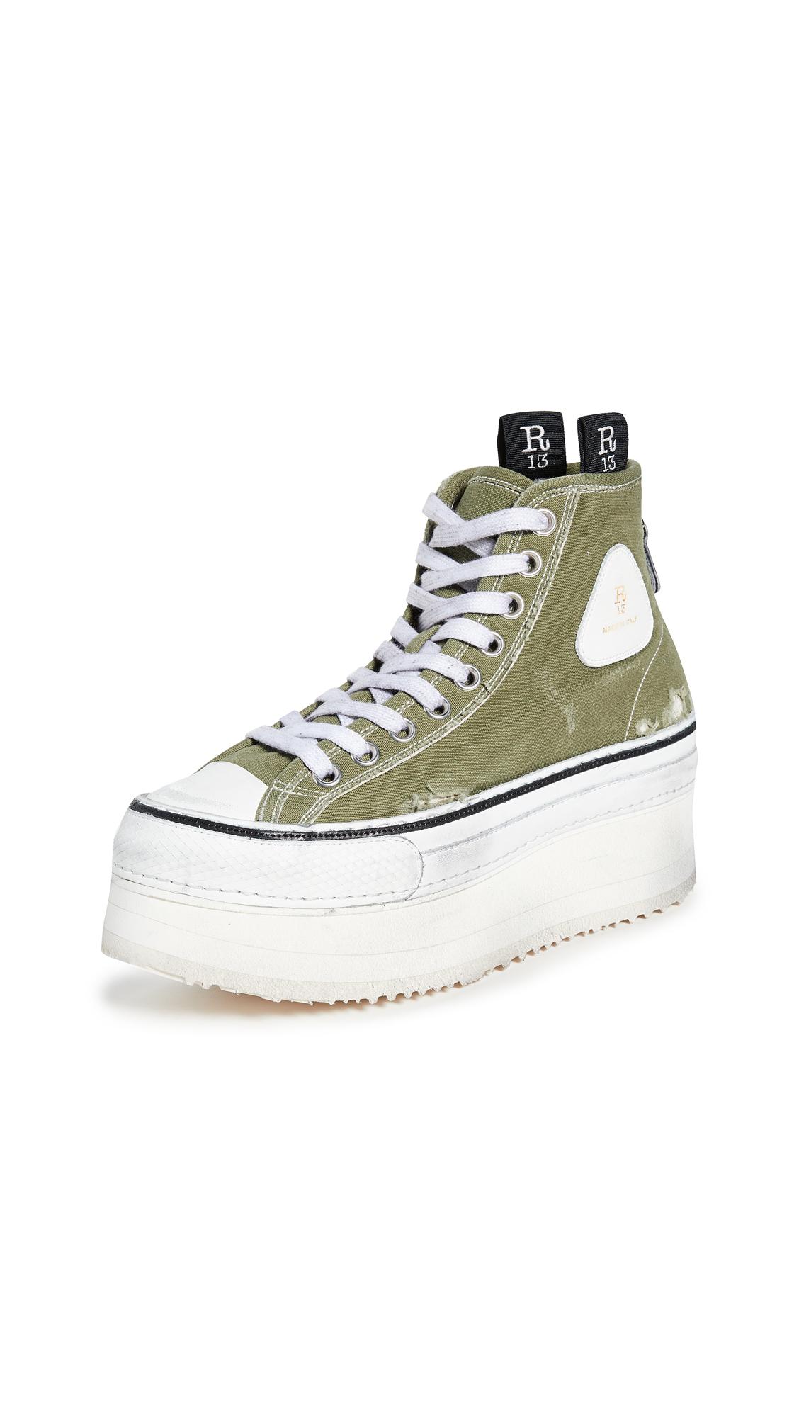 R13 Platform High Top Sneakers in Green | Lyst