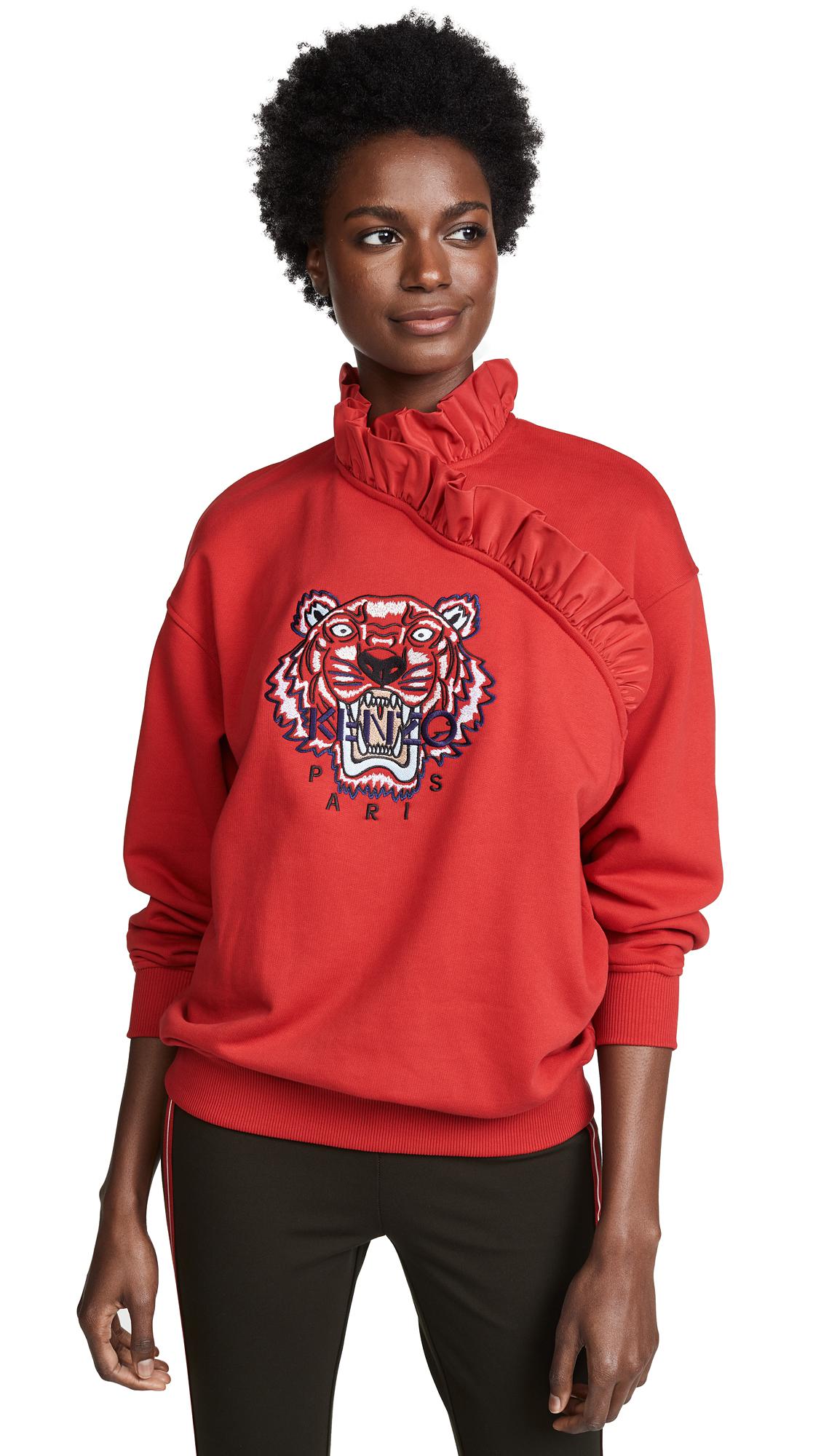 KENZO Tiger Ruffle Sweatshirt in Red | Lyst