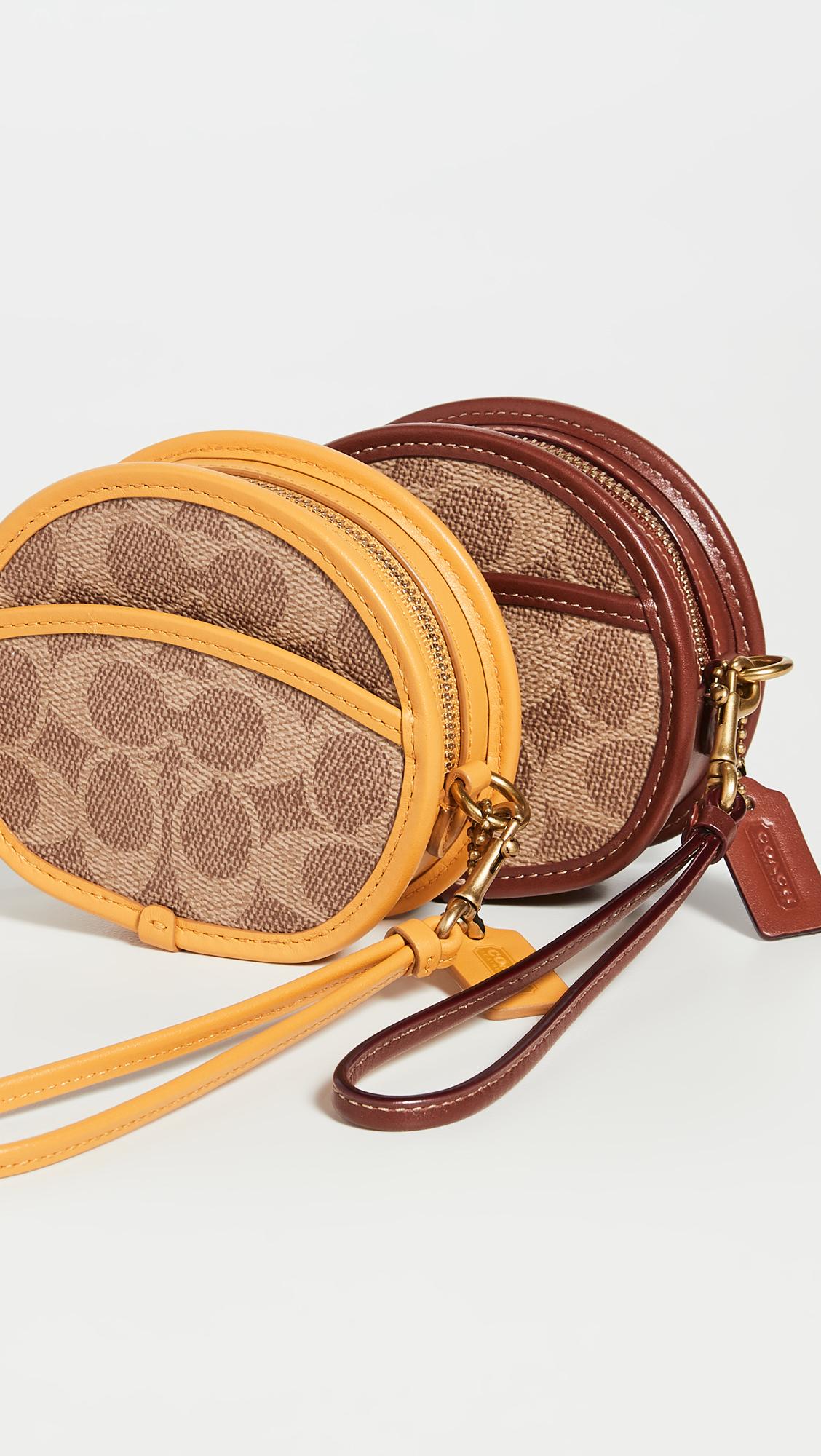 Coach Bag Malaysia | Coach Circular Coin Pouch Bag Charm In Signature  Canvas in Khaki (CG762)