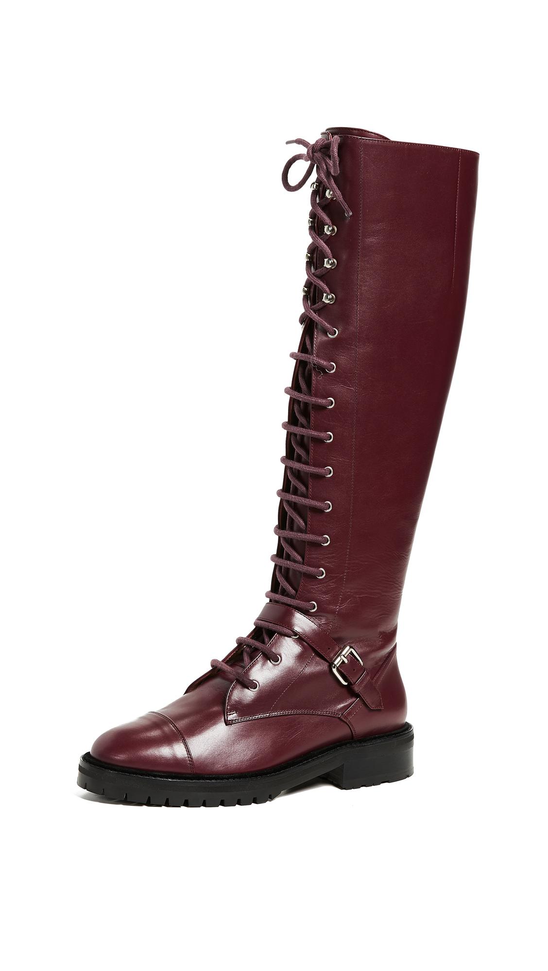burgundy boots lace up
