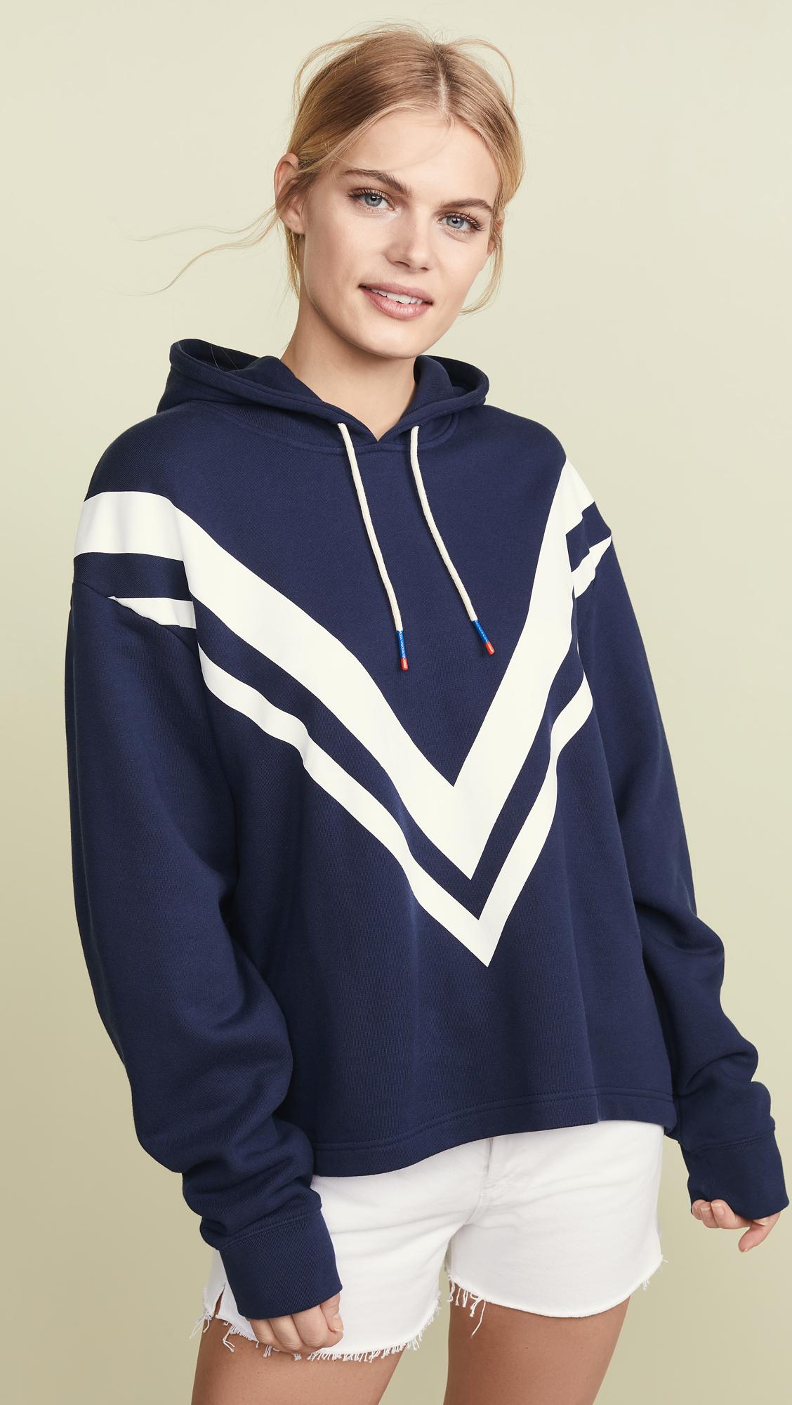 Tory Sport Cotton Chevron French Terry Hoodie in Blue | Lyst