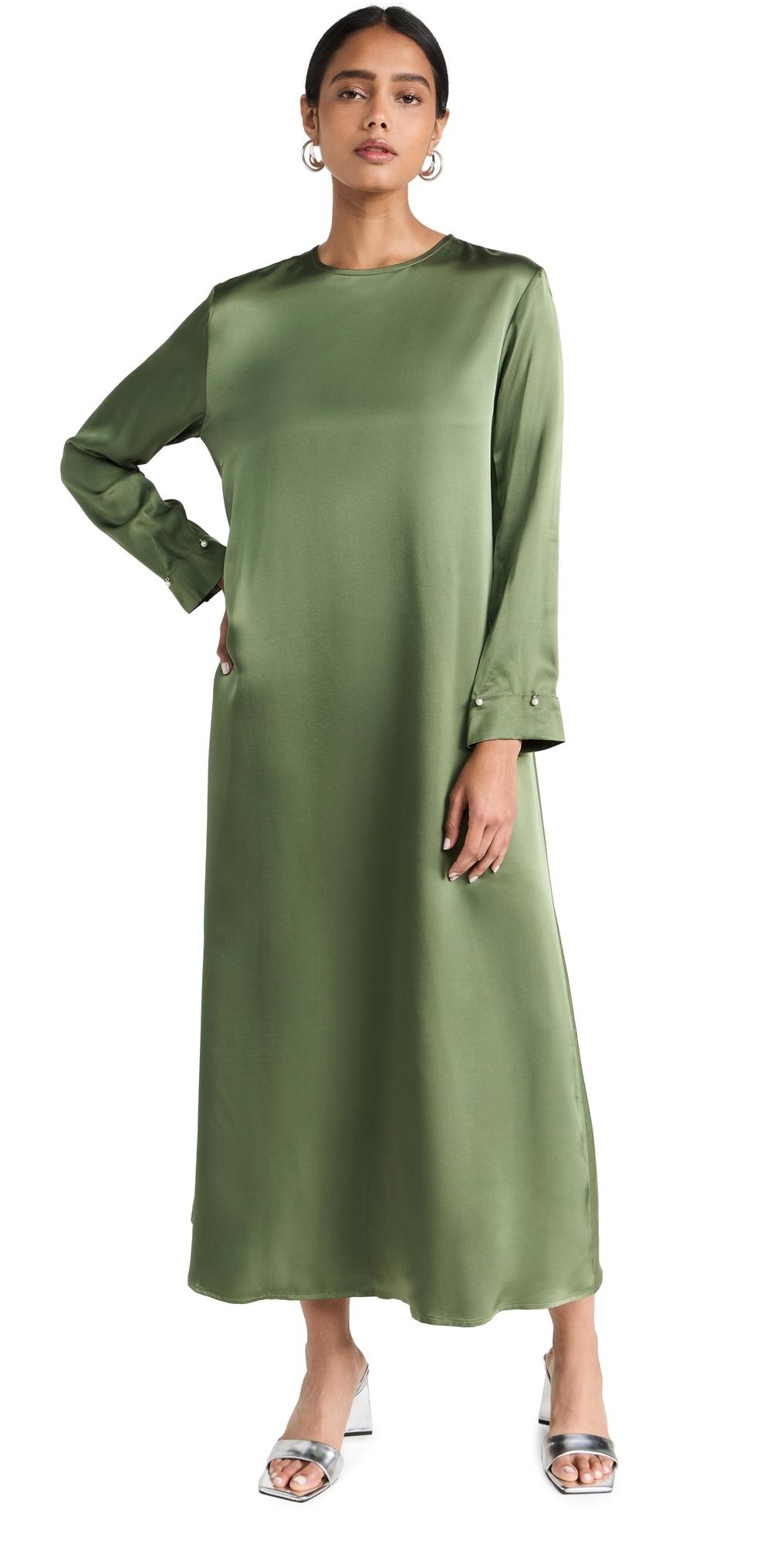 green sleeper dress SLEEPER Green Boheme Feather-trim Slip Dress UK L – Reliked main image 1