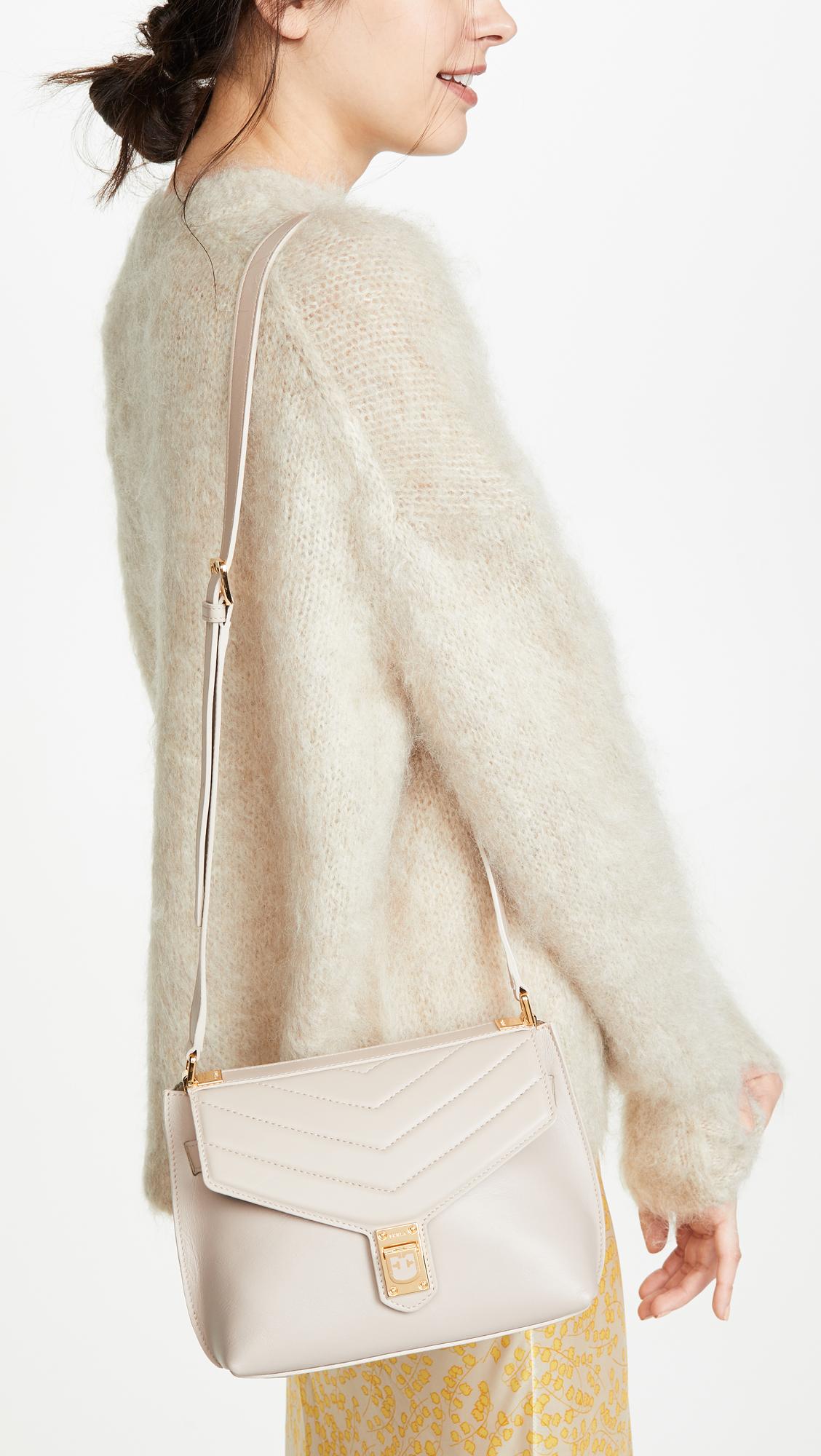 Furla Leather Tortona Crossbody Bag in Natural | Lyst