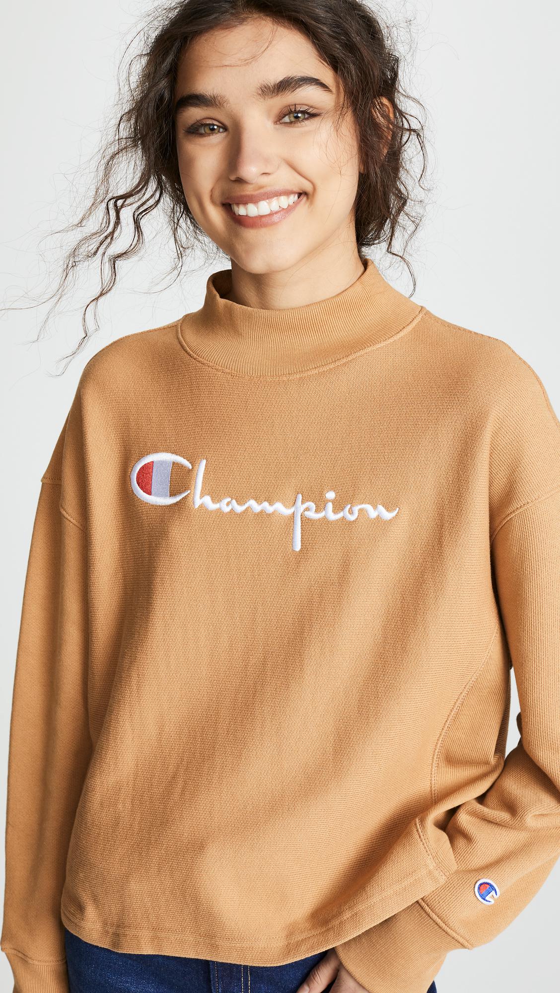 Champion Cotton High Neck Sweatshirt - Lyst