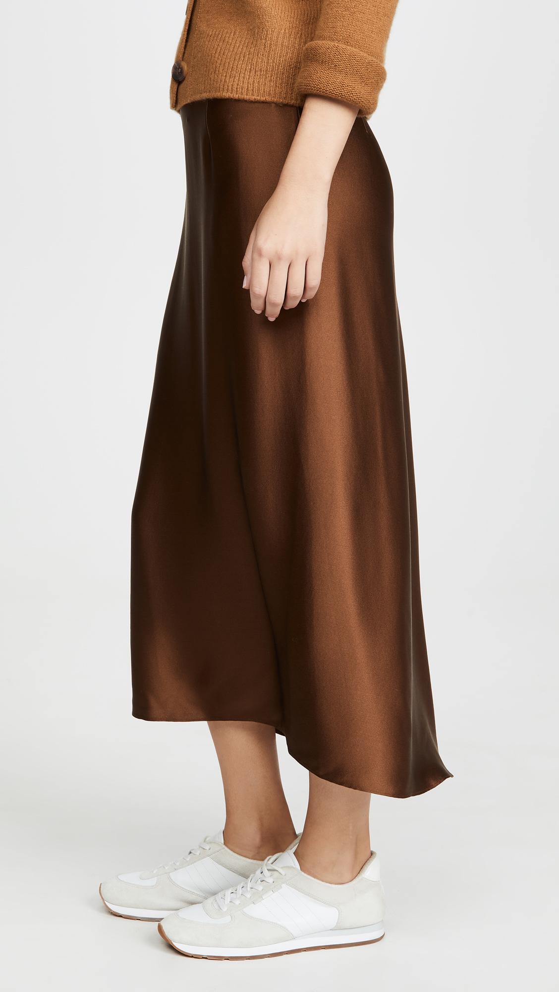 Vince Satin Slip Skirt in Brown Lyst