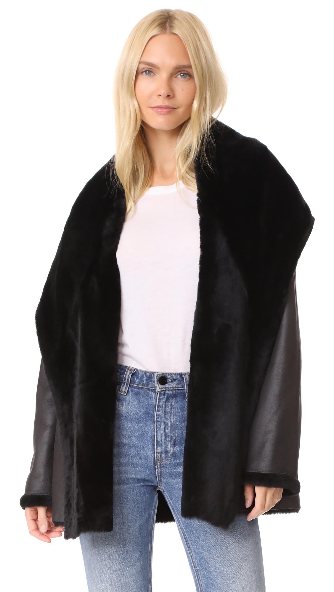 shawl shearling coat