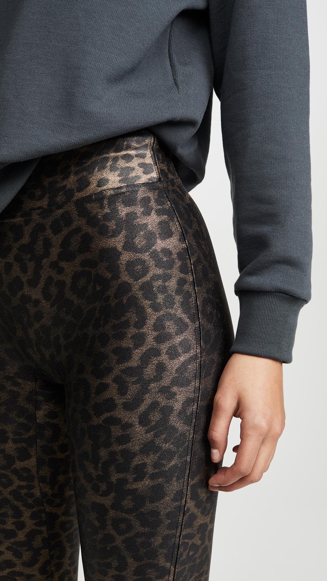 spanx leopard shine leggings