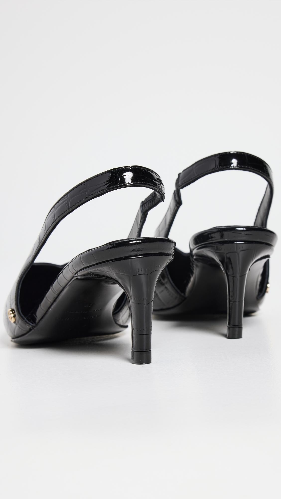 Anine Bing Nina Heels With Metal Toe Cap Slingbacks in Black