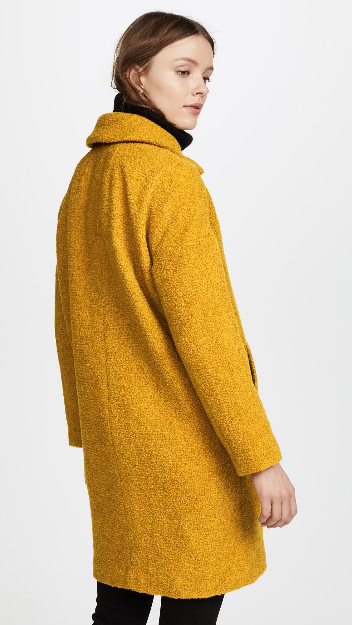 mustard boucle coat