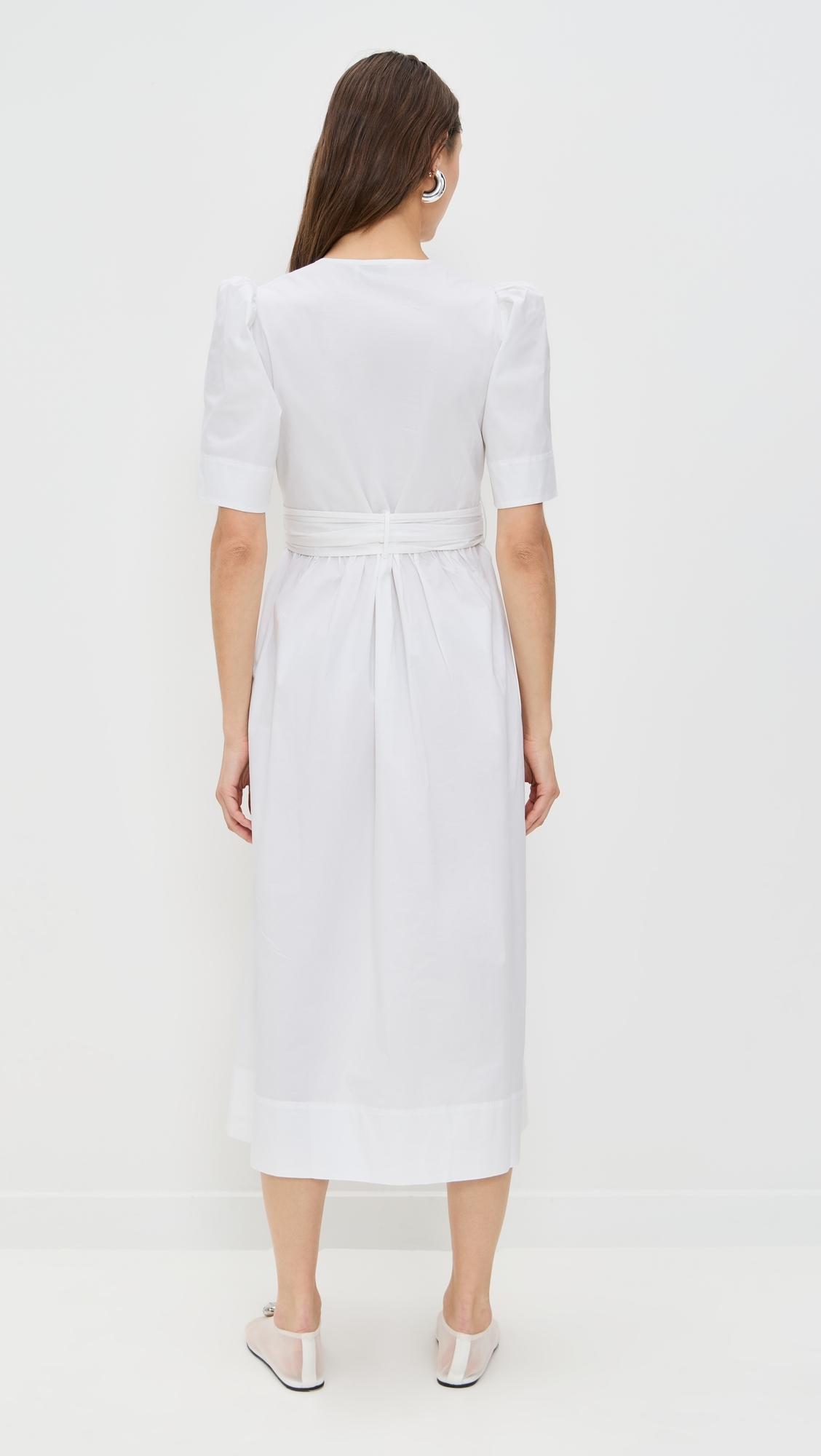 ワンピース Ganni Washed Stretch Cotton Tie Strap Midi Dress GANNI Washed Stretch Cotton Tie Strap Midi Dress – Høyer
