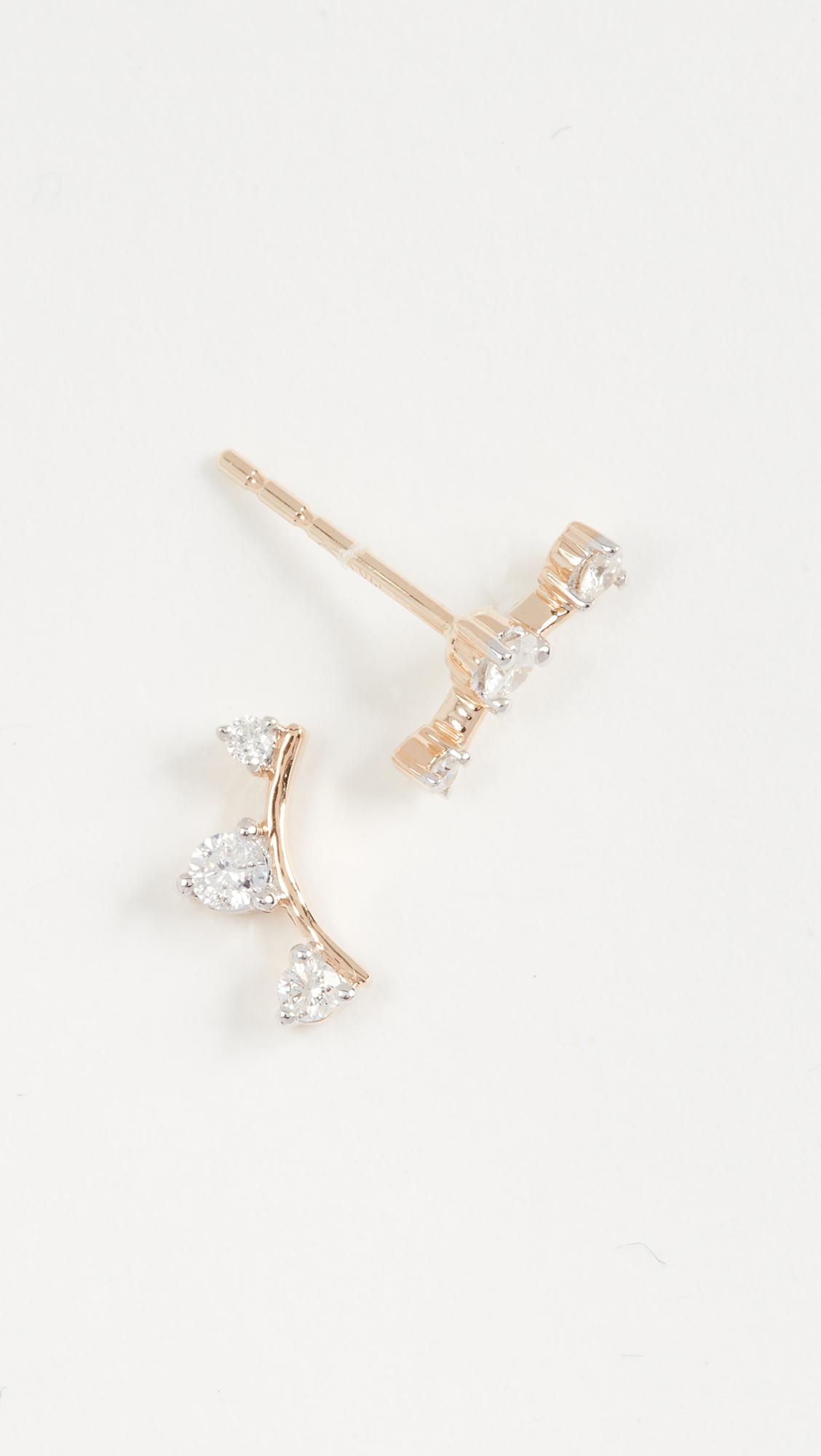 Adina Reyter 14k Gold Three Diamond Amigos Curve Post Earrings in ...