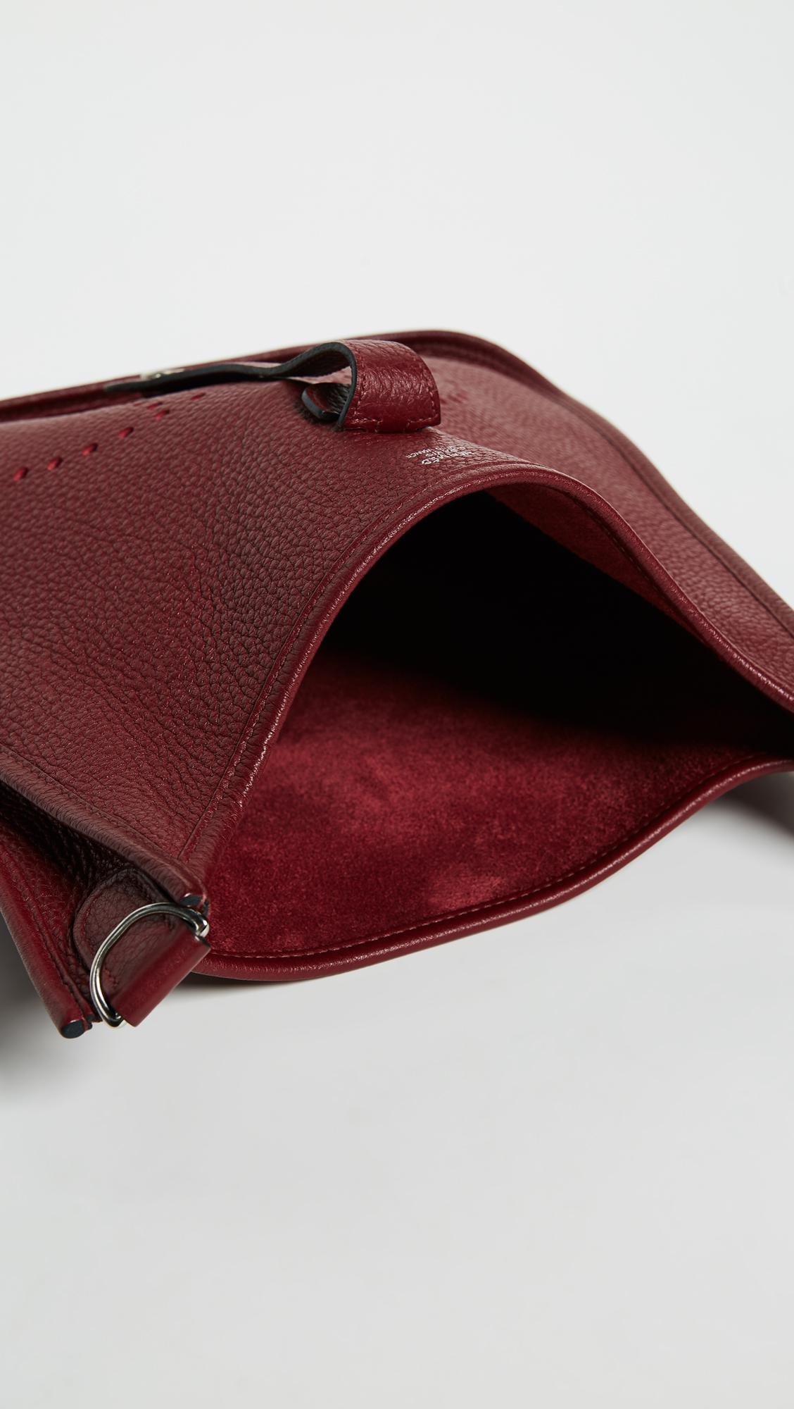HERMES Evelyne III Clemence Leather Crossbody Bag Red