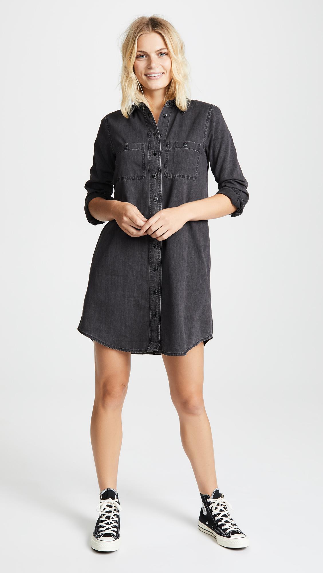 madewell black denim shirt dress
