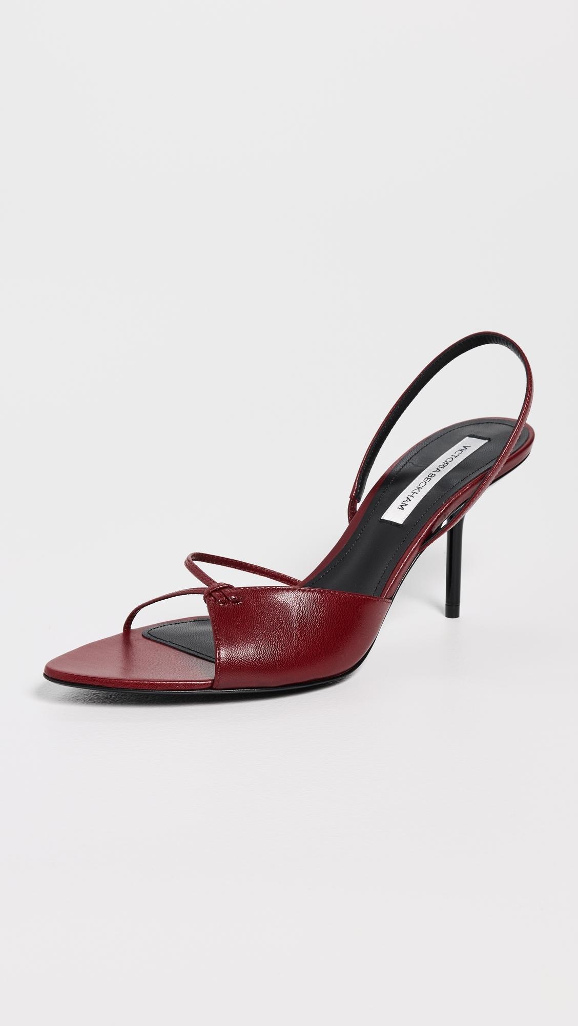 【関税込み】Victoria Beckham レッド Sloan ミュール VICTORIA BECKHAM Sloan bow-embellished leather slingback