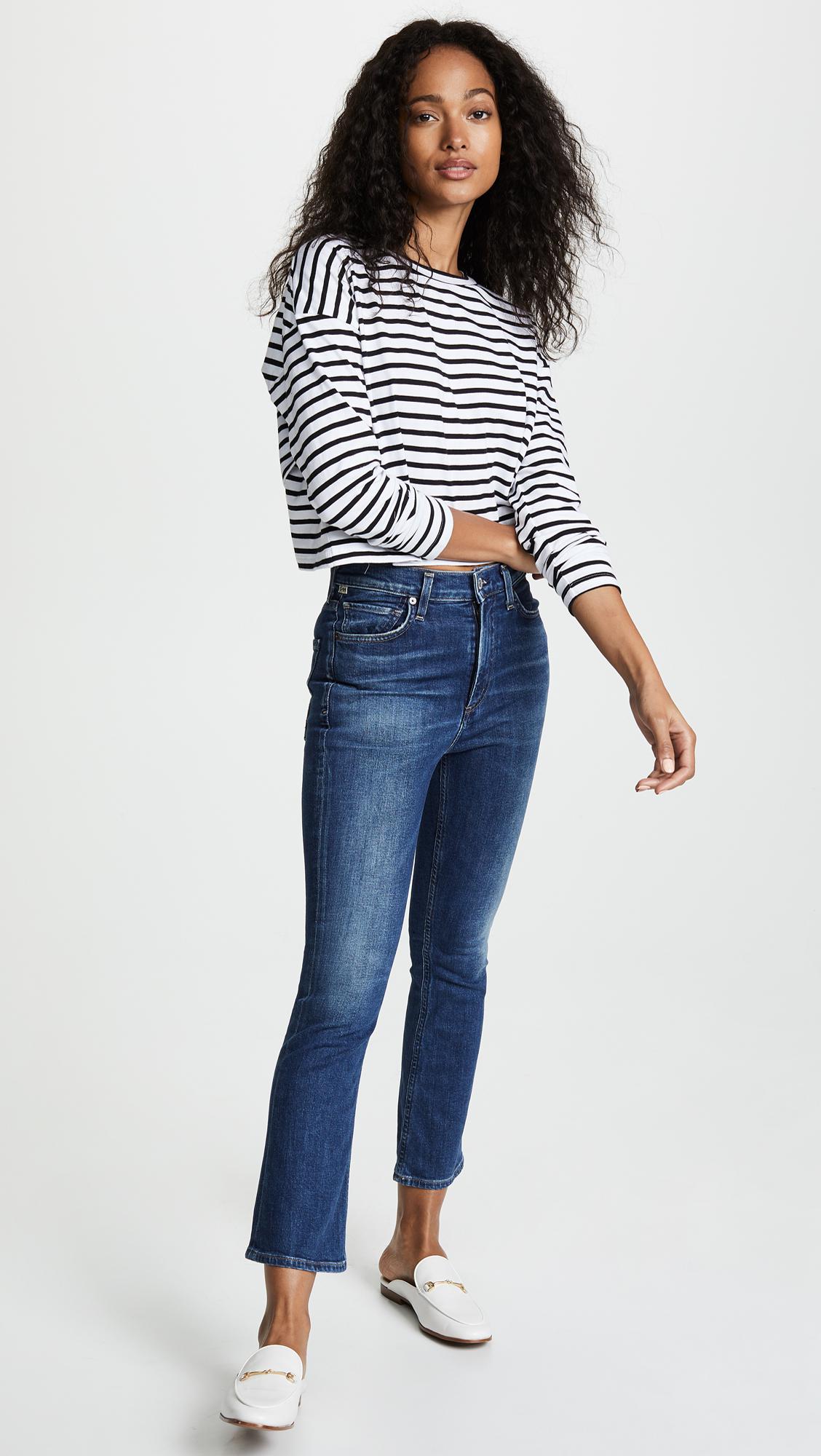 Citizens of Humanity Demy Cropped Flare Jeans in Blue | Lyst