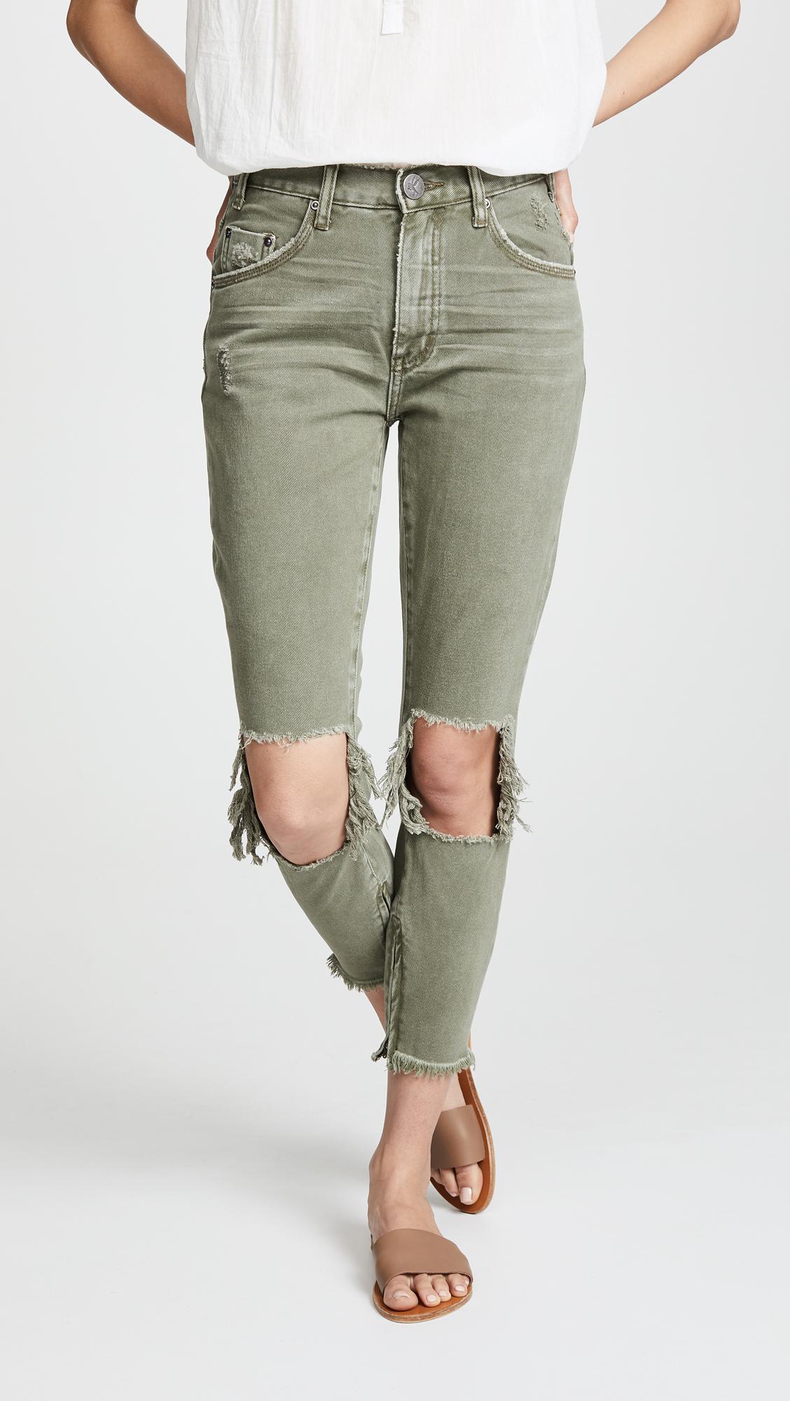 One Teaspoon High Waist Freebird Jeans in Green | Lyst