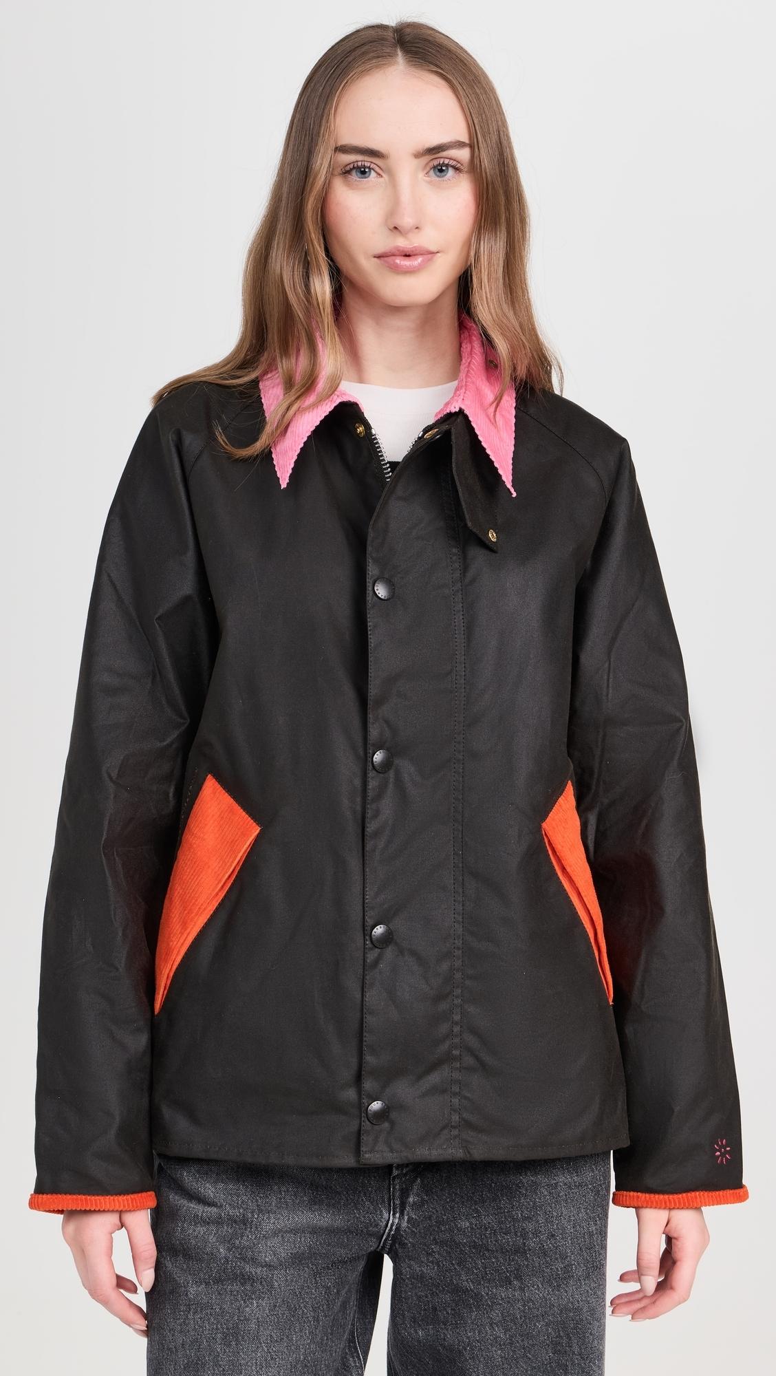 Flower Mountain Barbour X Tranport Wax Jacket Olive/fuchia in