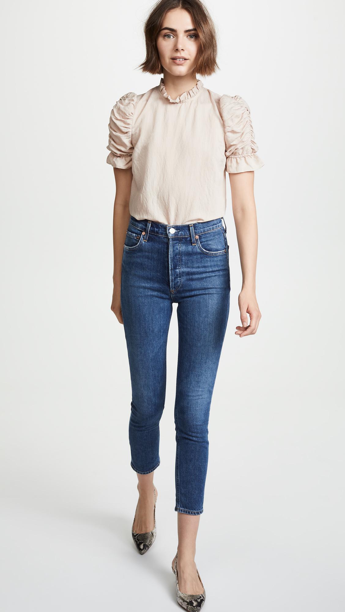 moon river ruched sleeve tee