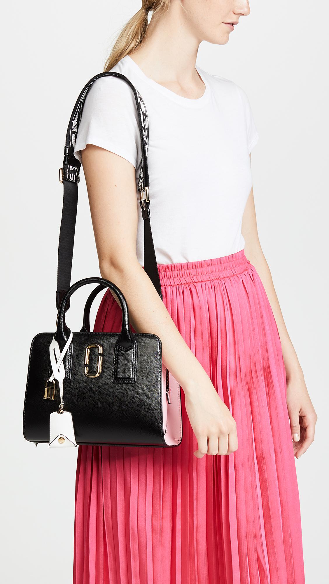 Marc Jacobs Little Big Shot Tote Leather Black/ Baby Pink | Lyst Canada