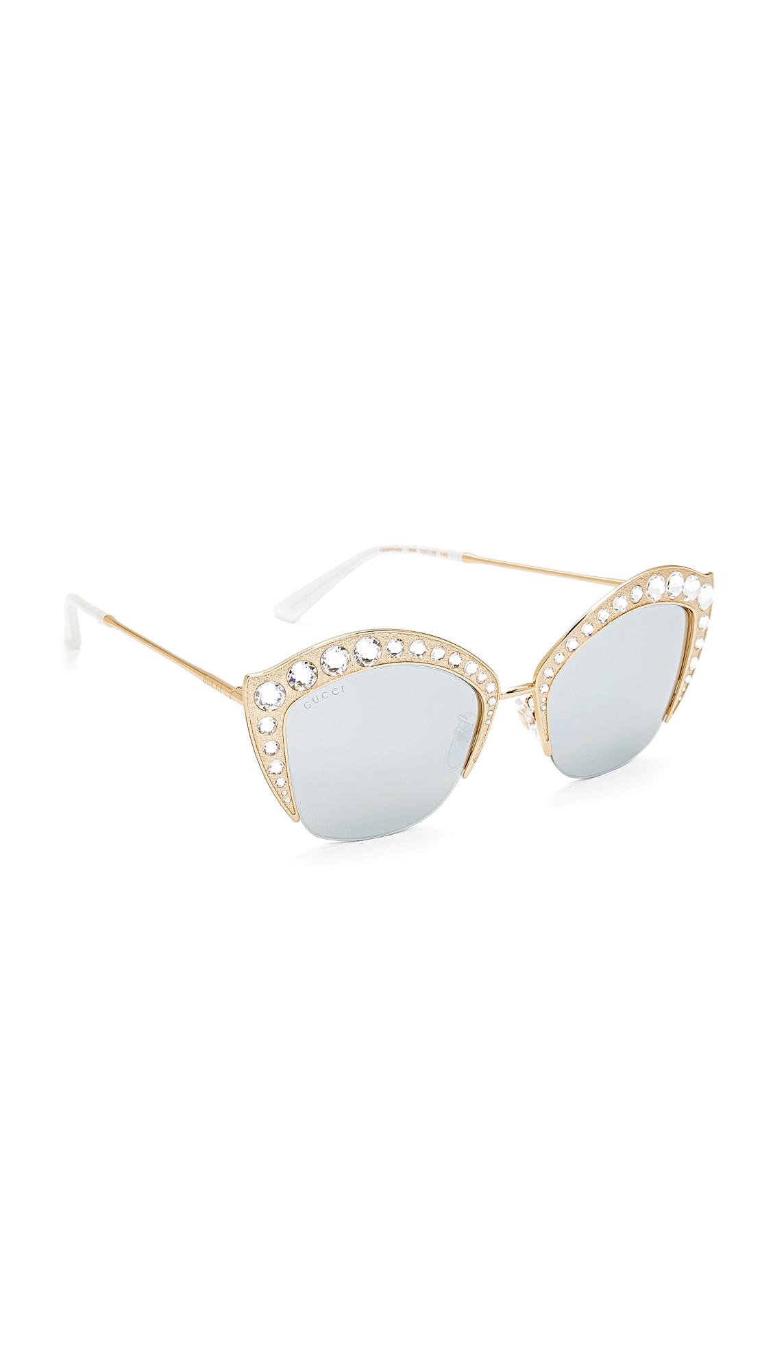 Gucci Swarovski Crystal Cat Eye Sunglasses in Metallic | Lyst