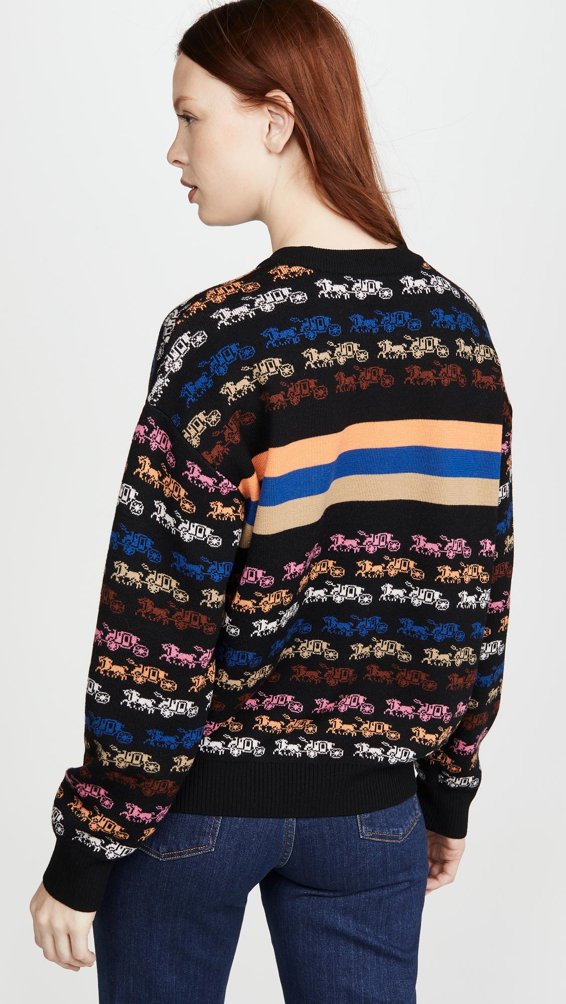 COACH Wool Rainbow Horse And Carriage Crew Neck Sweater in Blue - Lyst