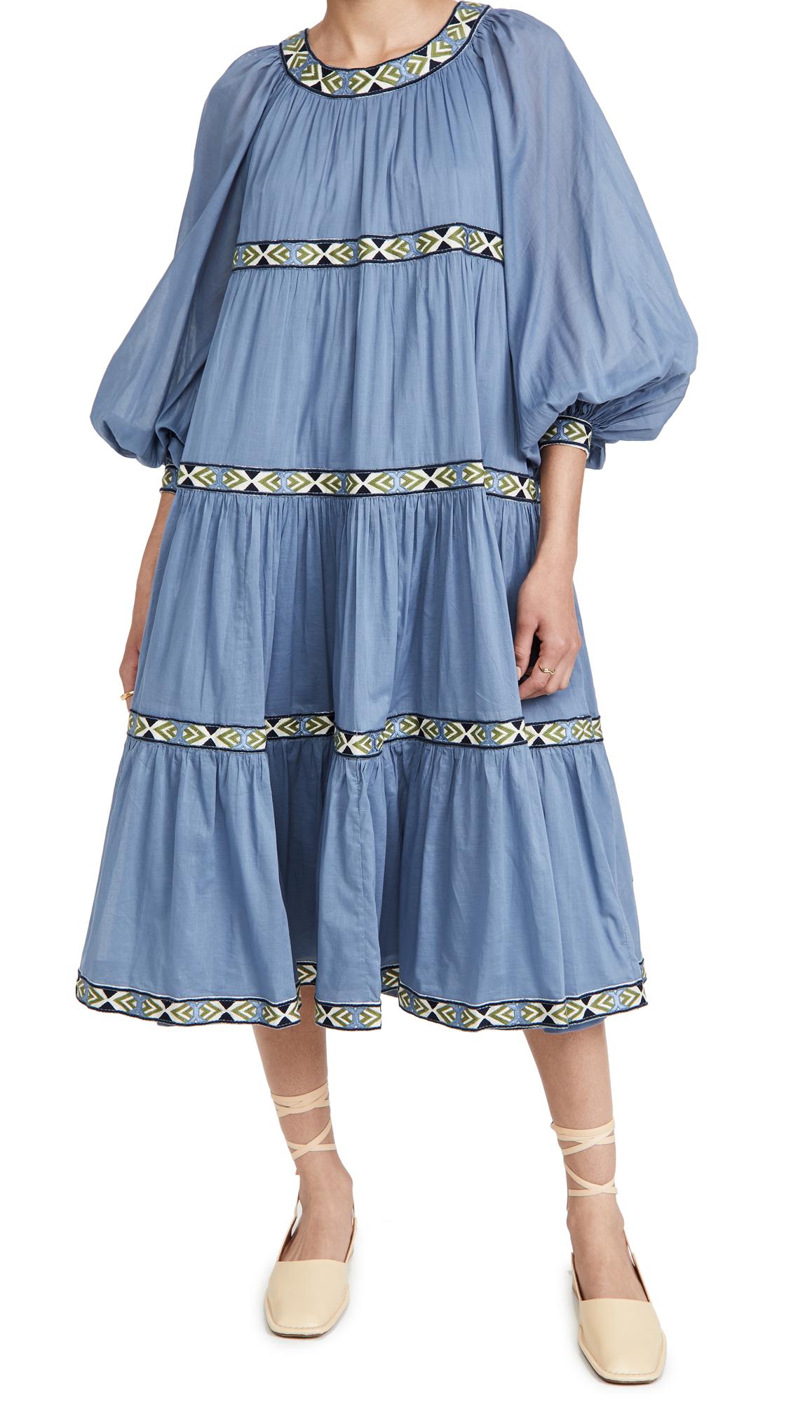 Tory Burch Cotton Balloon Dress in Blue - Save 17% - Lyst