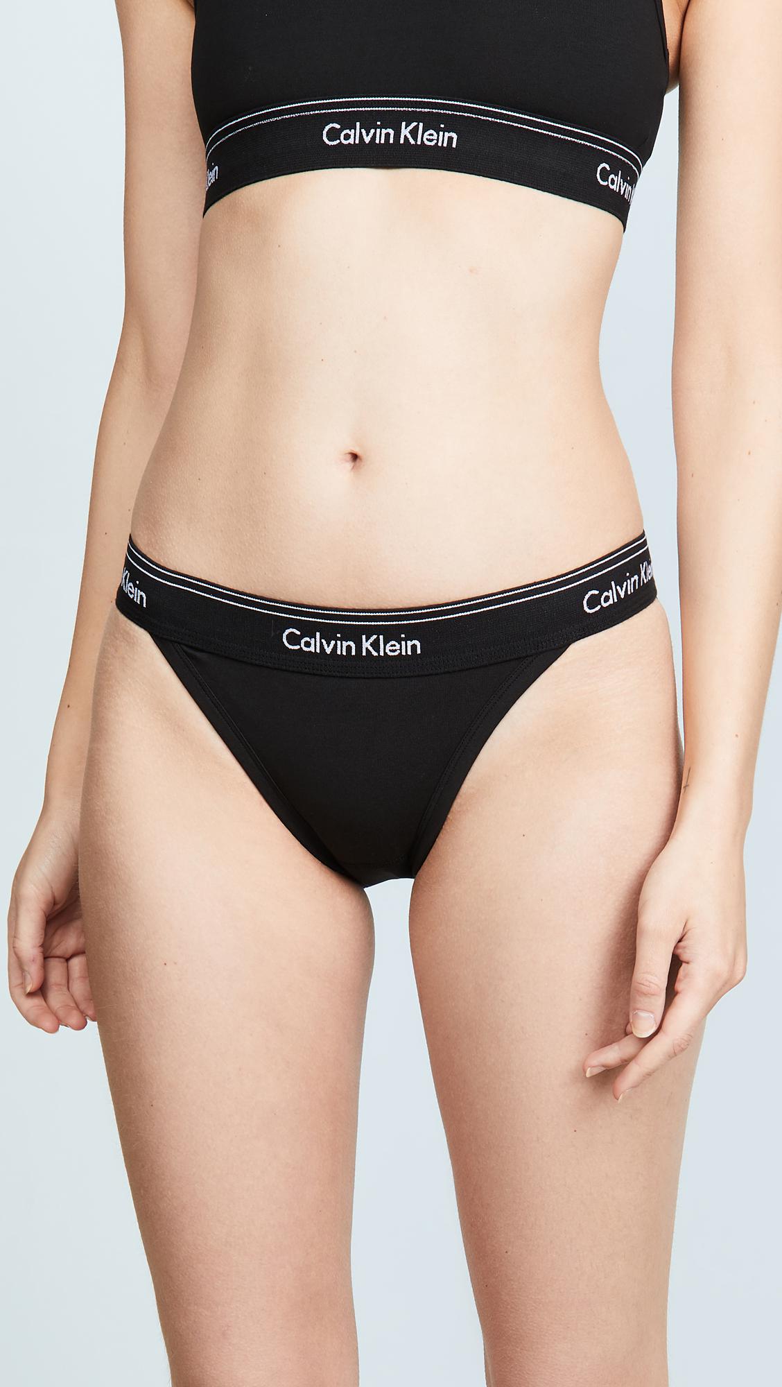 Calvin Klein Cotton Heritage Athletic Tanga Briefs in Black - Lyst