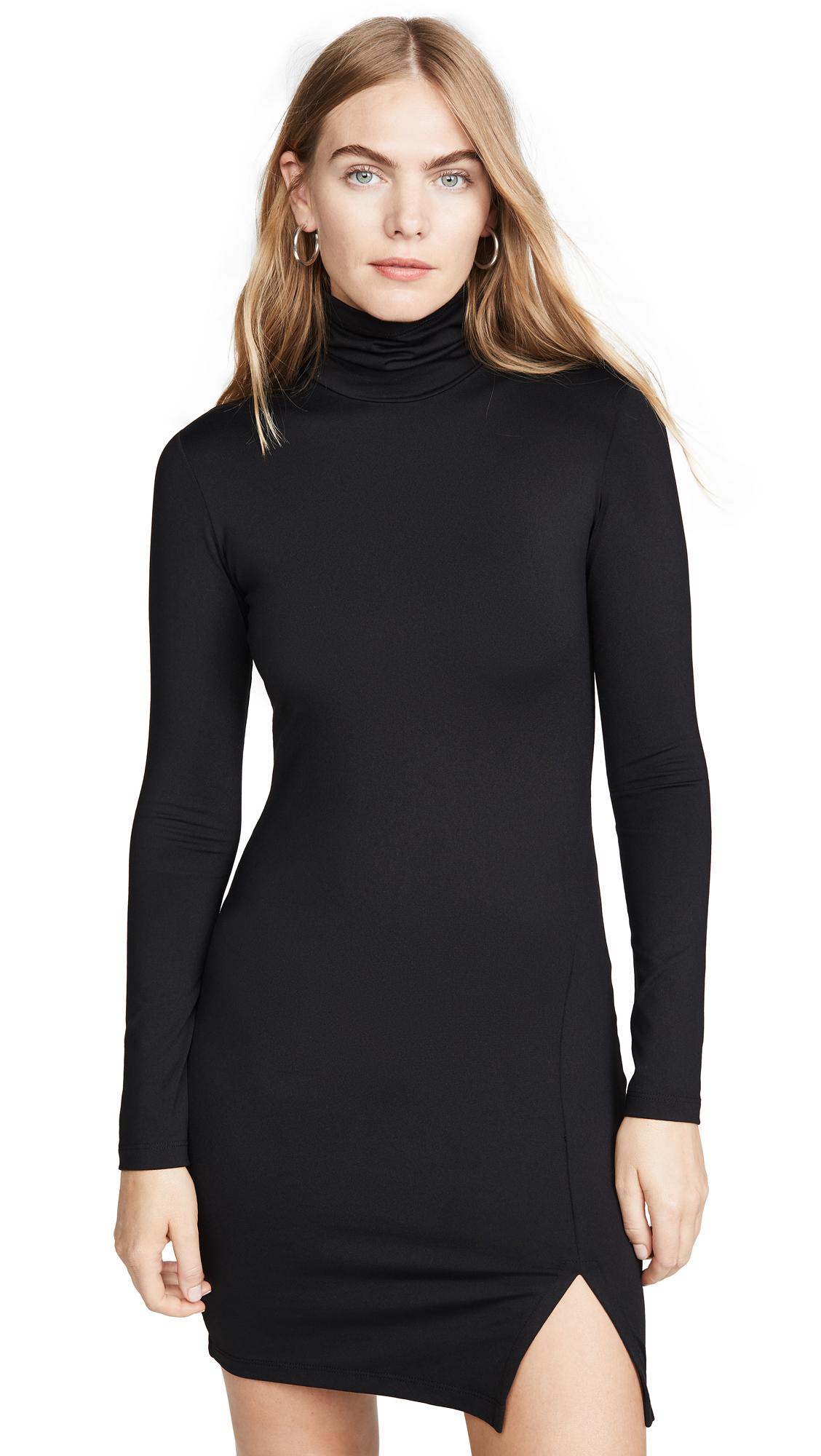 Susana Monaco Synthetic Long Sleeve Turtleneck Mini Dress in Black - Lyst