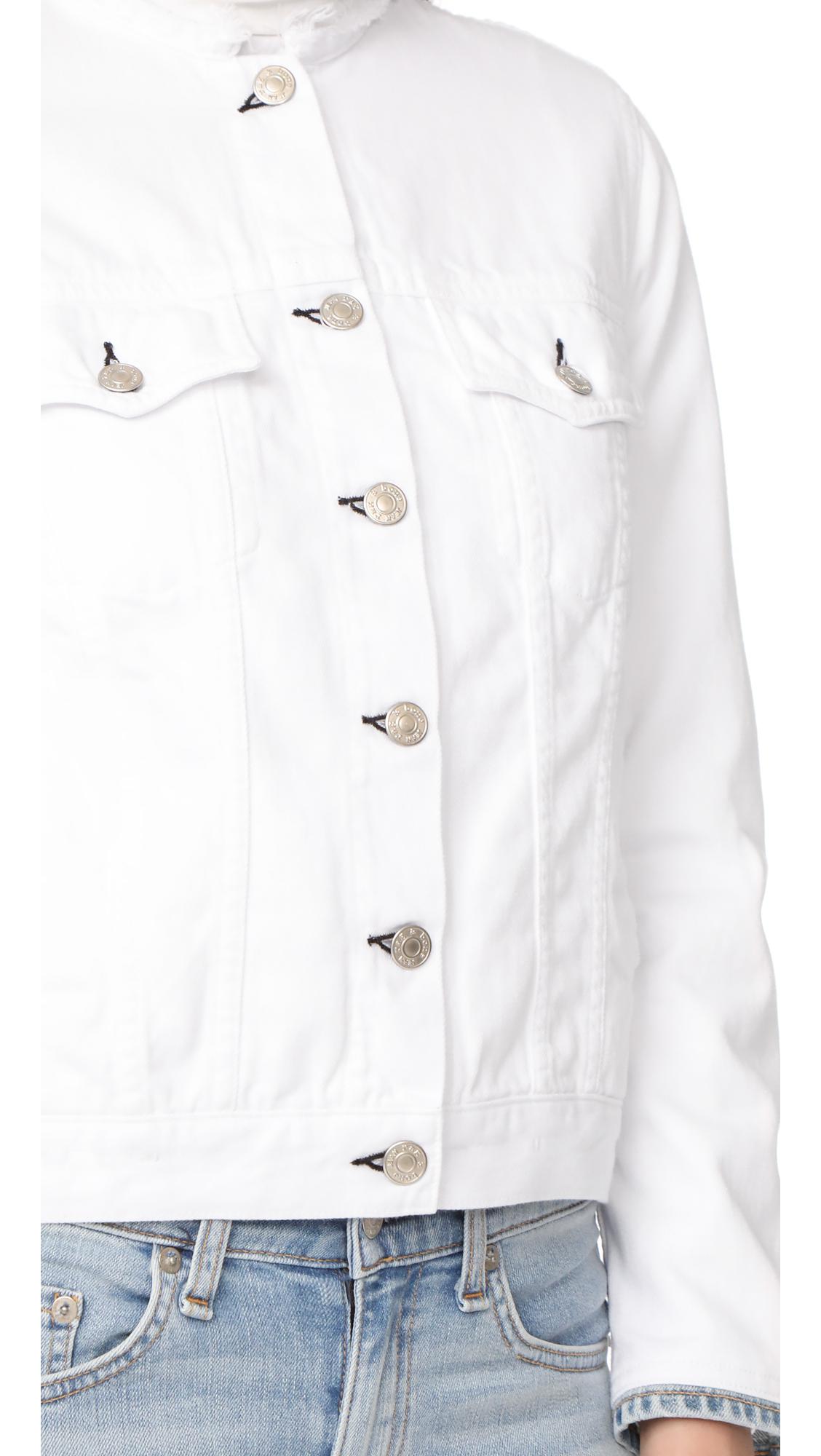 Rag & Bone Collarless Denim Jacket in White - Lyst